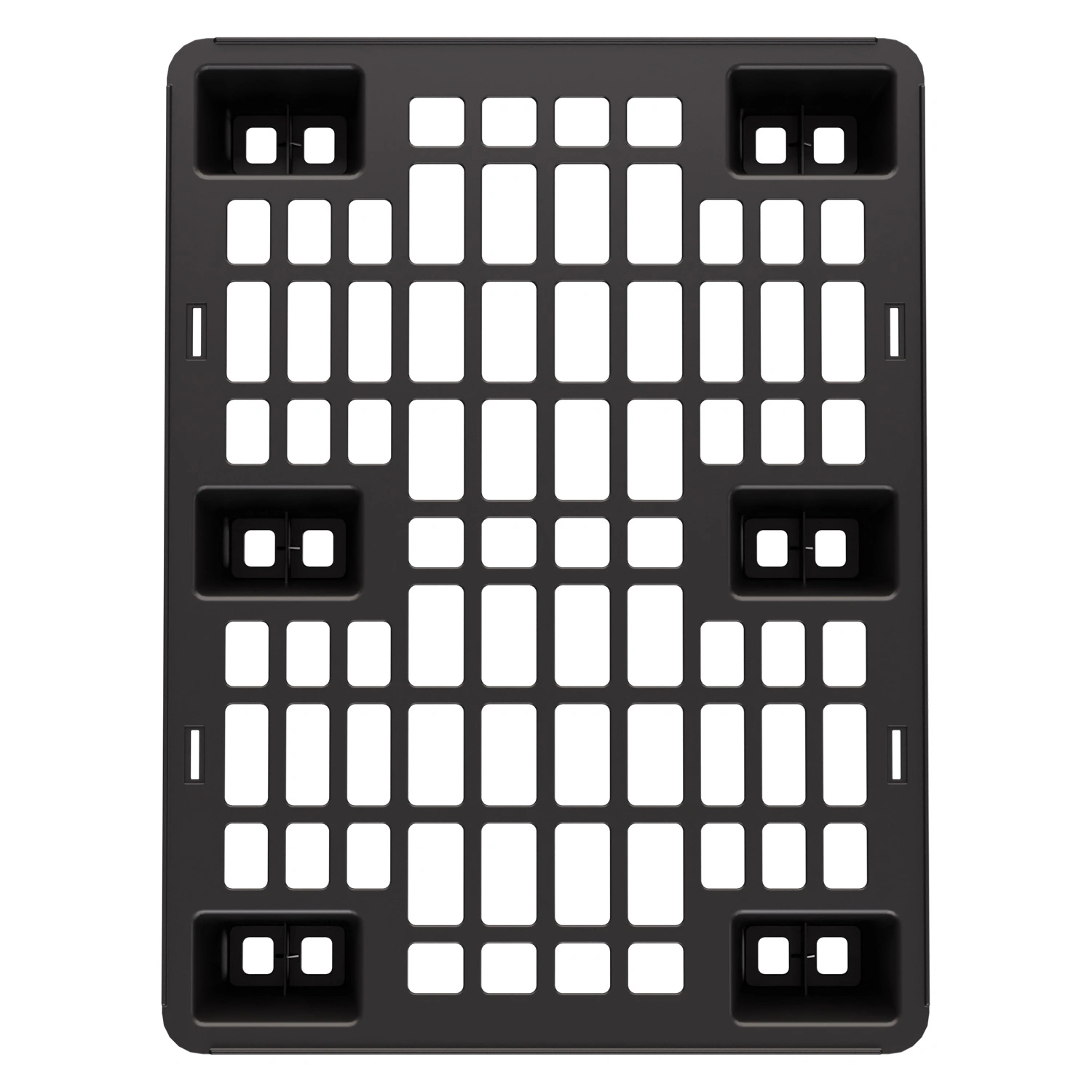 Пластиковый паллет 800x600x135 мм iPlast чёрный ЭКО перфорированный на ножках с бортиком