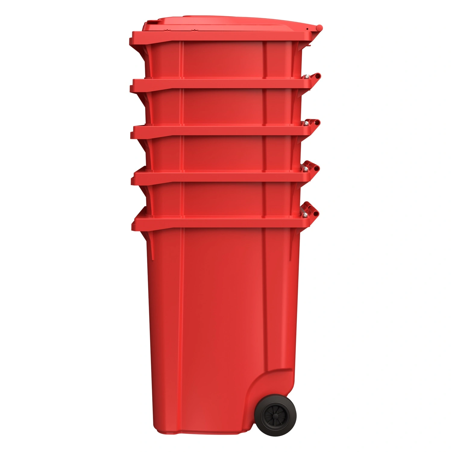 Мусорный контейнер 360 л iPlast красный 2-колёсный (д. 200 мм) с красной крышкой