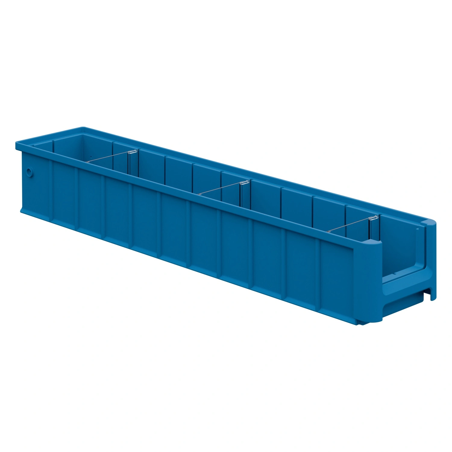 Полочный контейнер SK-6209 600х235х90 мм iPlast голубой с 3 поперечными перегородками и наклейкой 50х70 мм