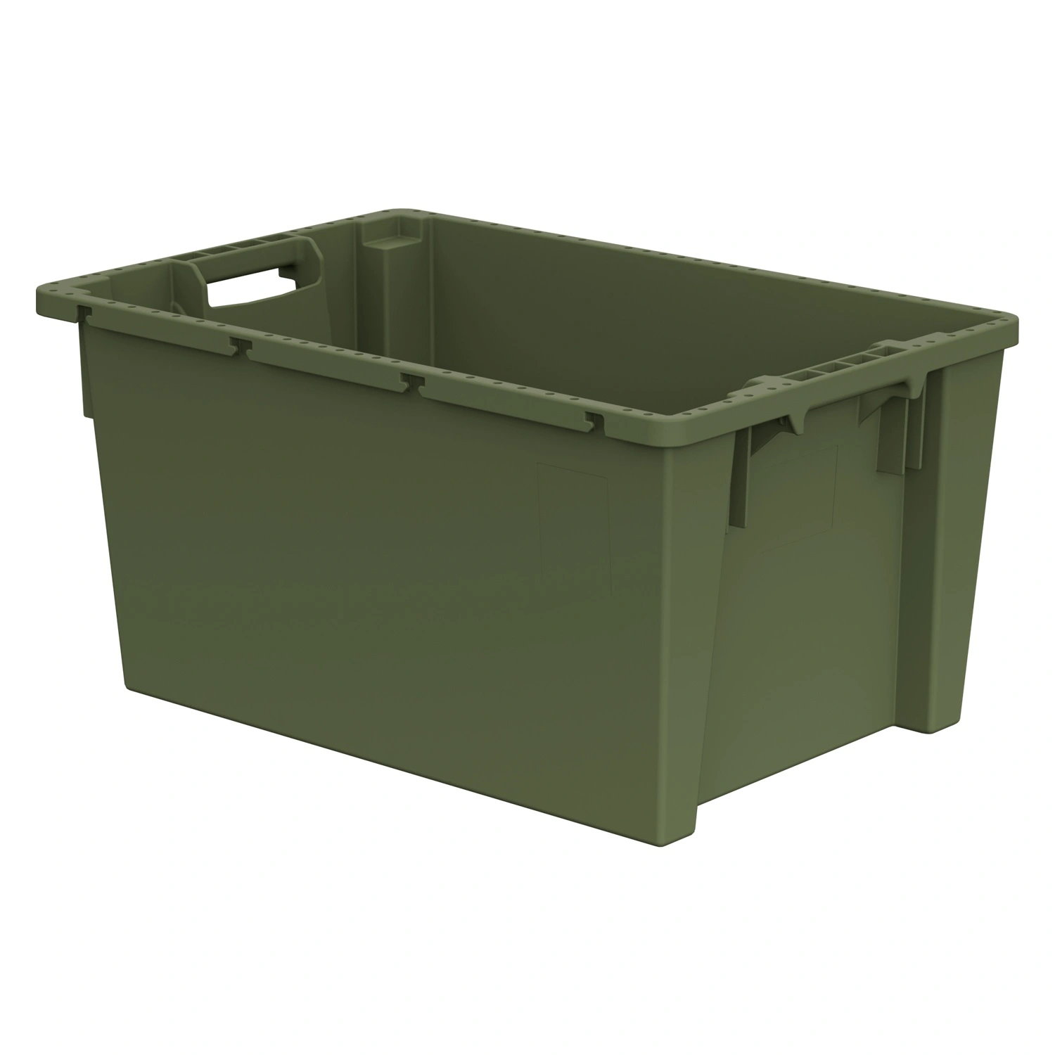 Поворотно-вкладываемый контейнер INSTORE KD-6430.2 600х400х300 мм iPlast зелёный ЭКО со сплошными стенками, дном и зацепами для пакетов