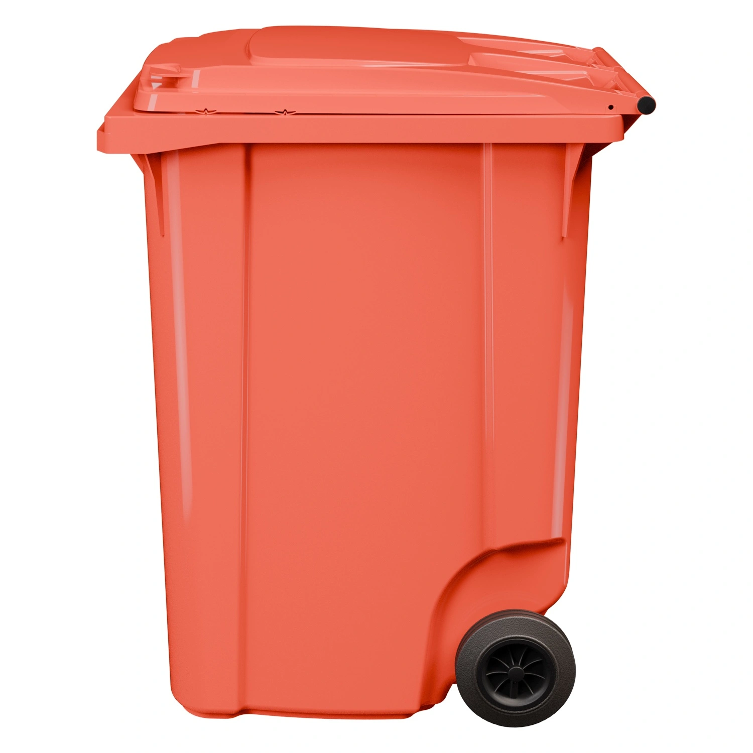 Мусорный контейнер 360 л iPlast красный 2-колёсный (д. 200 мм) с красной крышкой