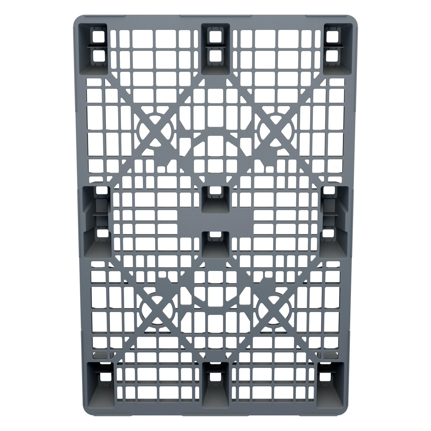 Пластиковый паллет 1200x800x140 мм iPlast серый перфорированный на ножках с бортиком