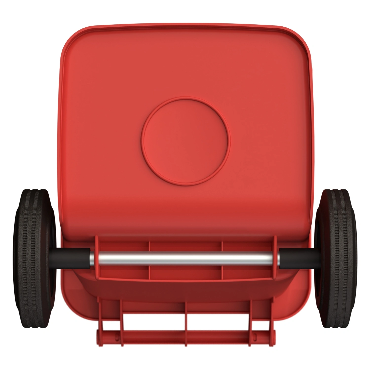 Мусорный контейнер 120 л iPlast красный 2-колёсный (д. 200 мм) с красной крышкой