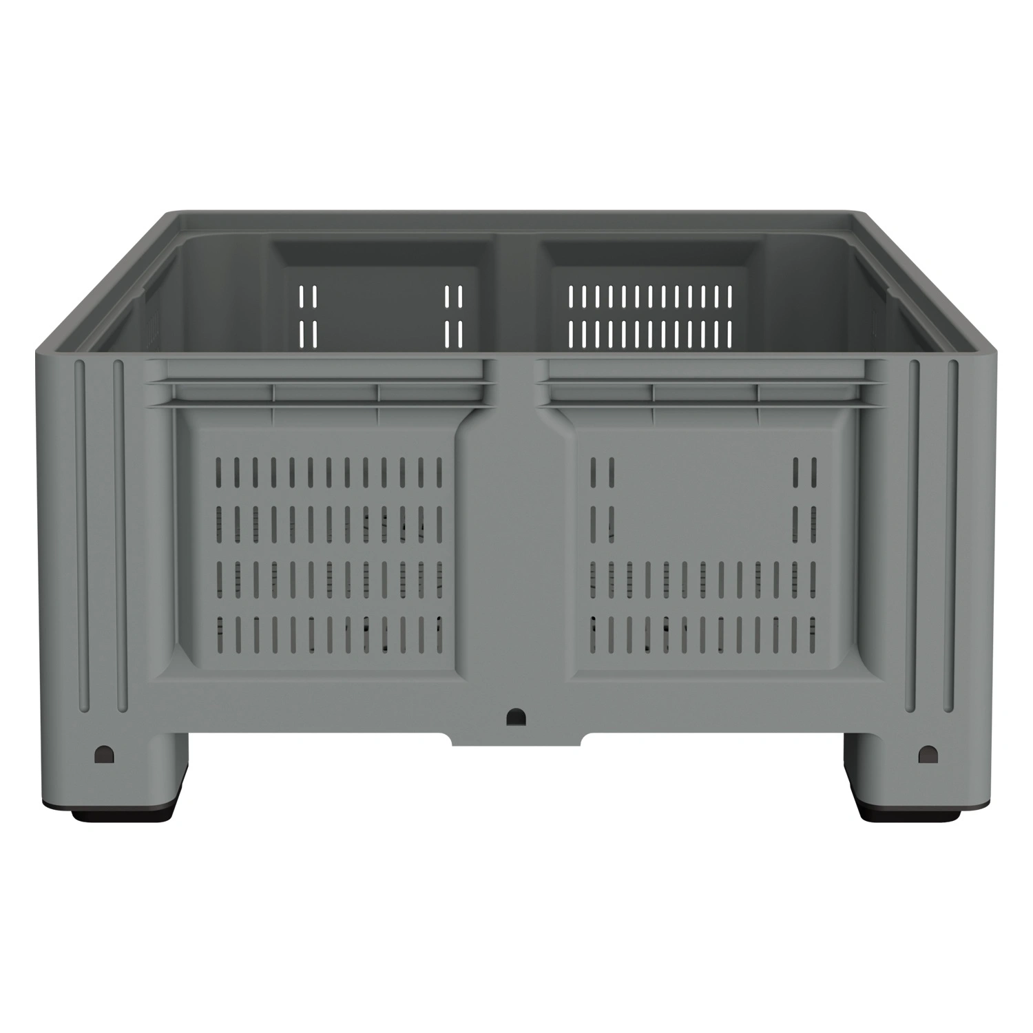 Большой контейнер 1130x1130x580 мм iPlast iBOX светло-серый c перфорированными стенками и дном, на ножках