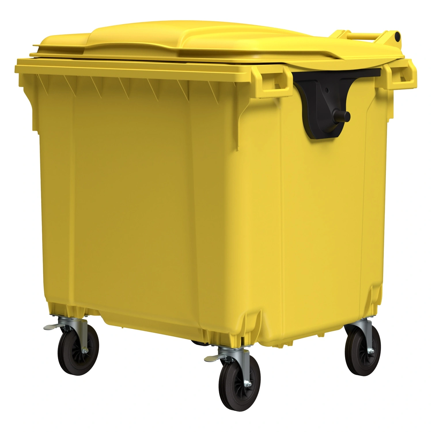 Мусорный контейнер 1100 л iPlast жёлтый 4-колёсный с жёлтой крышкой