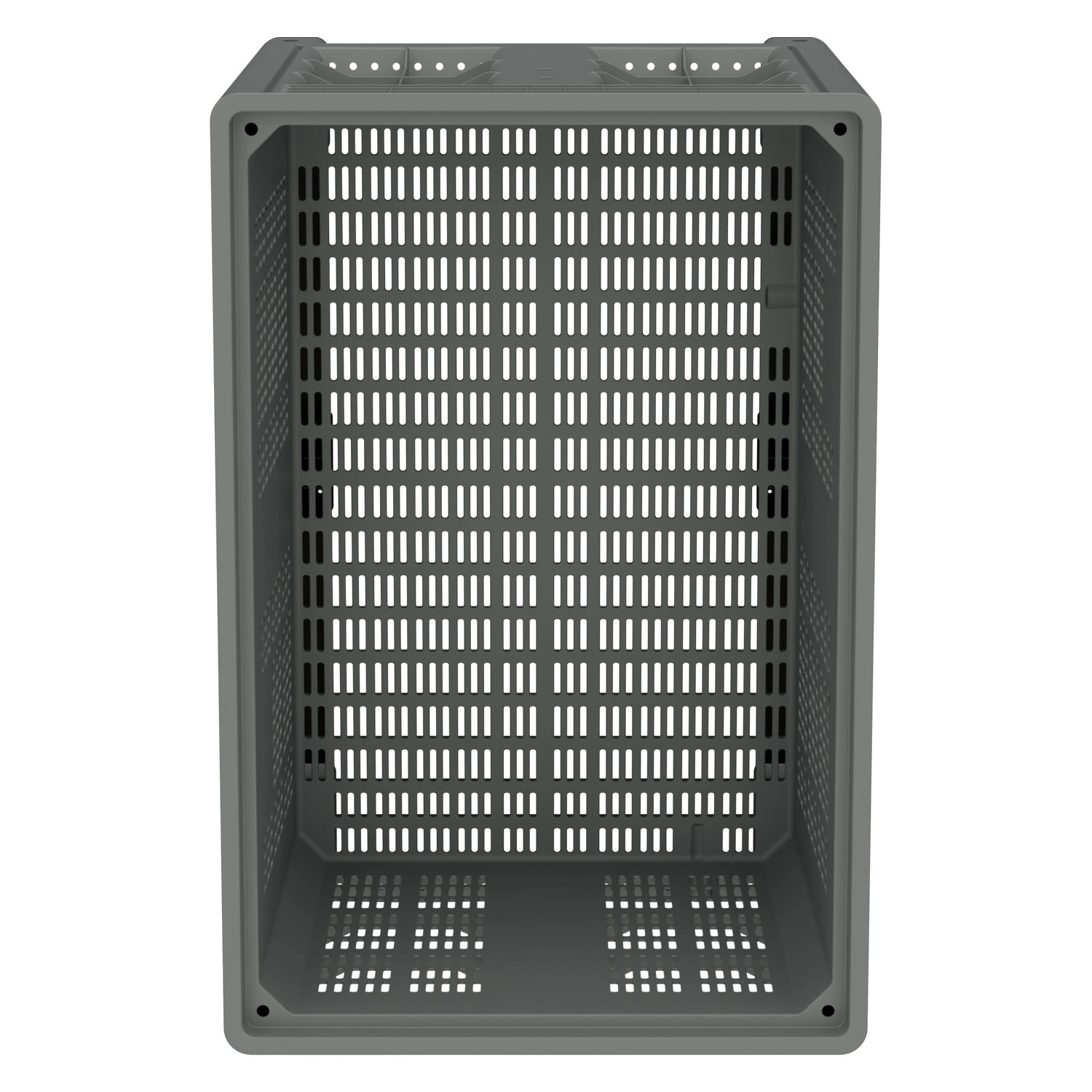 Большой контейнер 1200x800x800 мм iPlast iBOX светло-серый c перфорированными стенками и дном, на полозьях