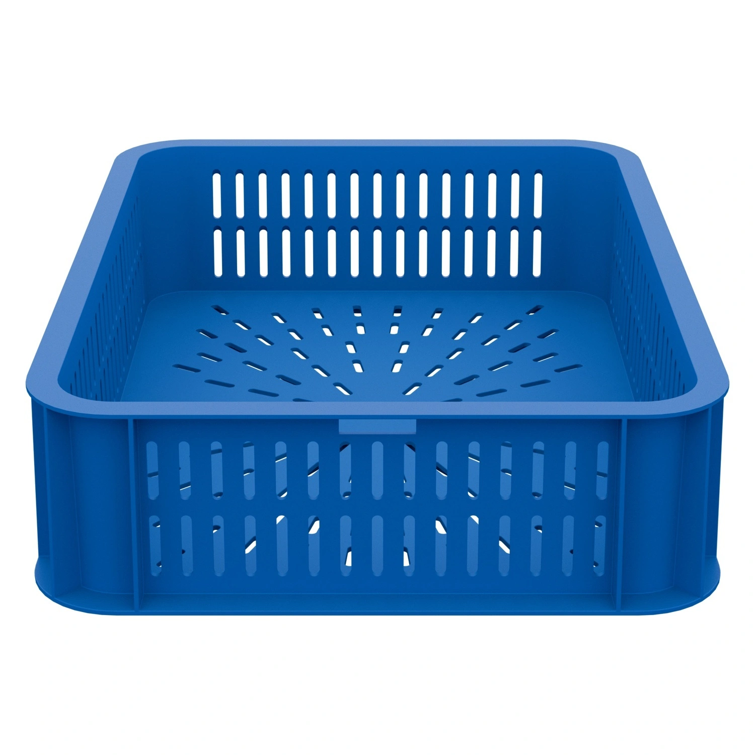 Пищевой ящик универсальный 435х335х110 мм iPlast синий ЭКО с перфорированными стенками и дном