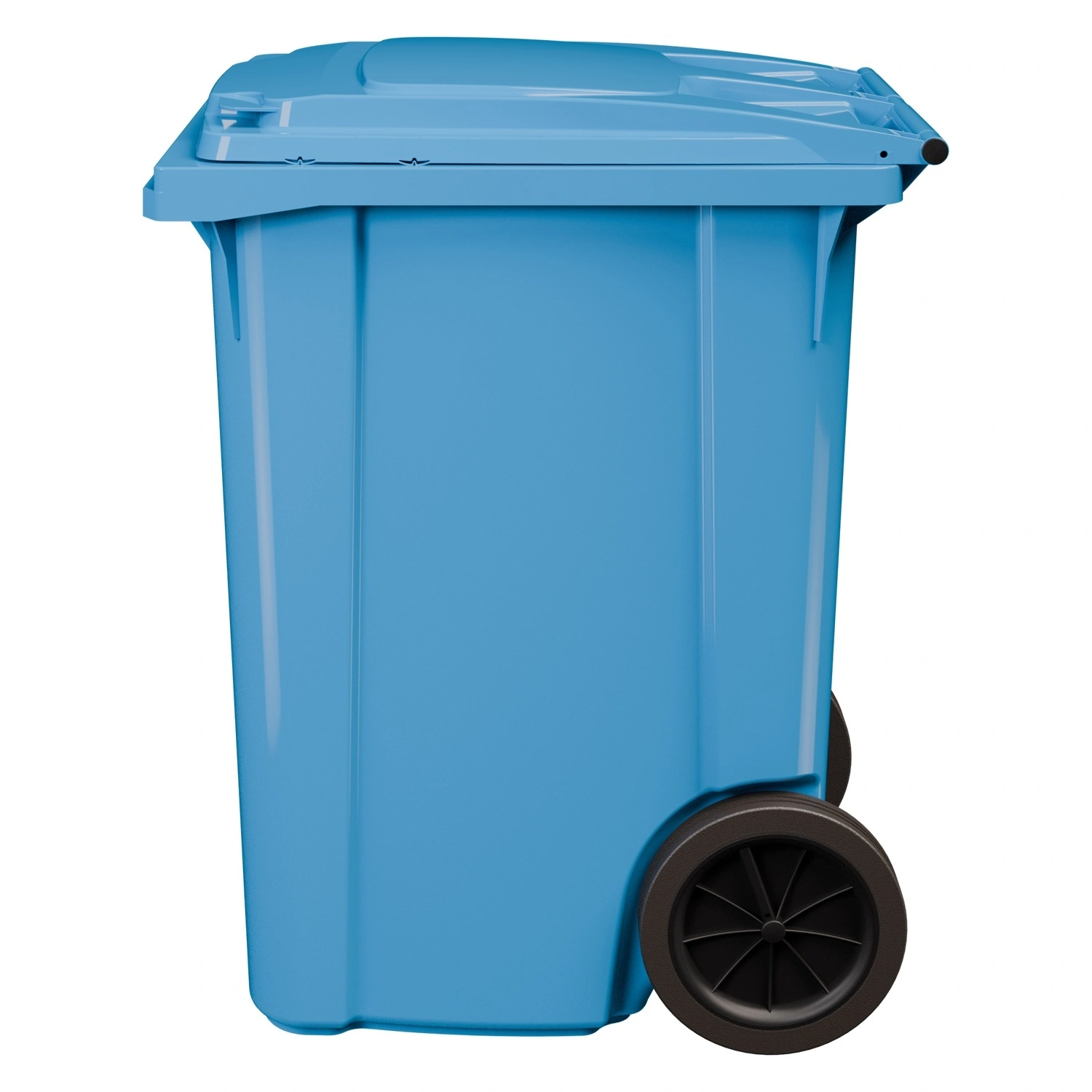 Мусорный контейнер 360 л iPlast тёмно-голубой 2-колёсный (д. 300 мм) с тёмно-голубой крышкой
