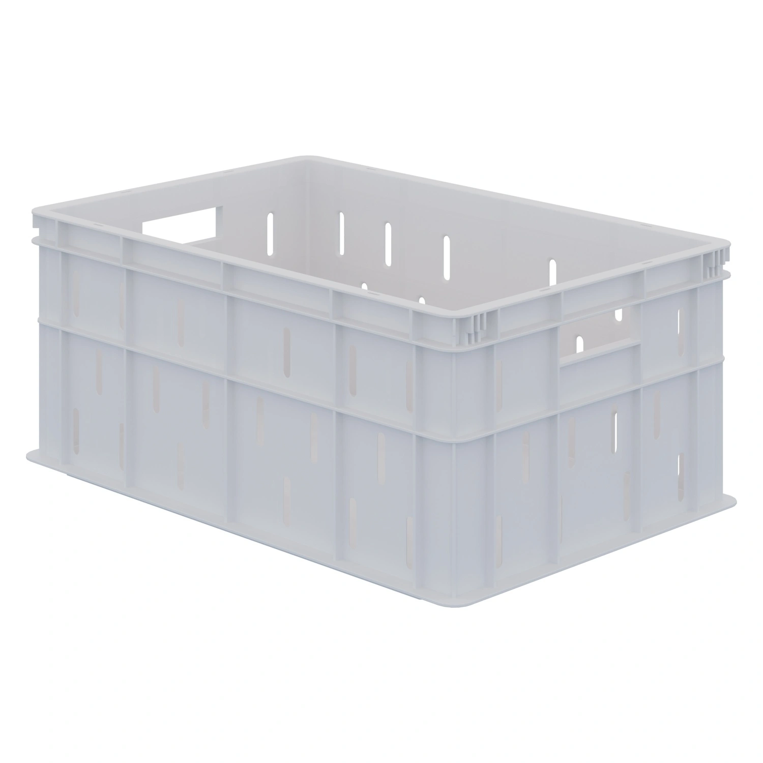 Пищевой ящик универсальный 600х400х259 мм iPlast белый с перфорированными стенками и сплошным дном