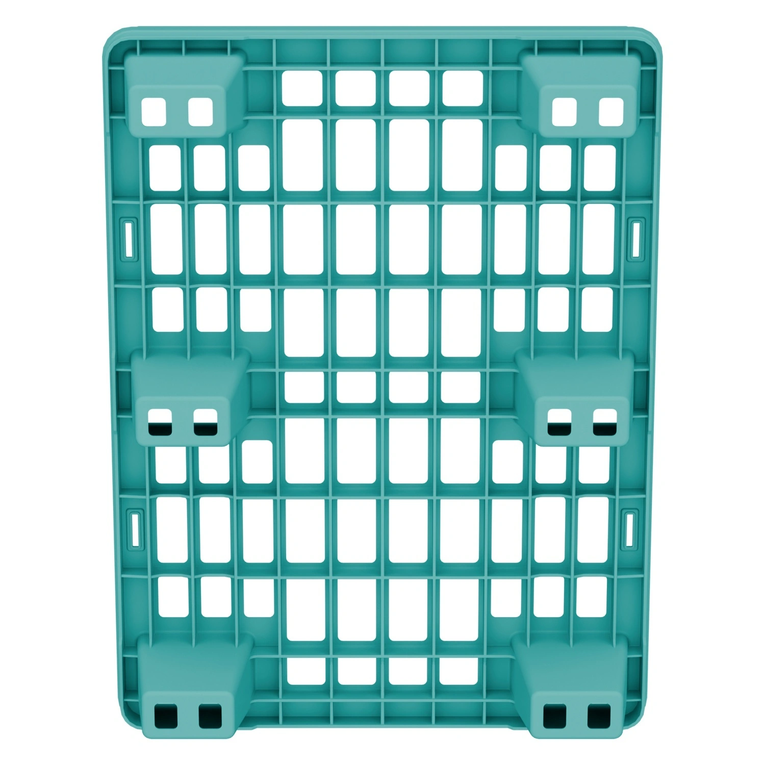 Пластиковый паллет 800x600x135 мм iPlast бирюзовый перфорированный на ножках с бортиком