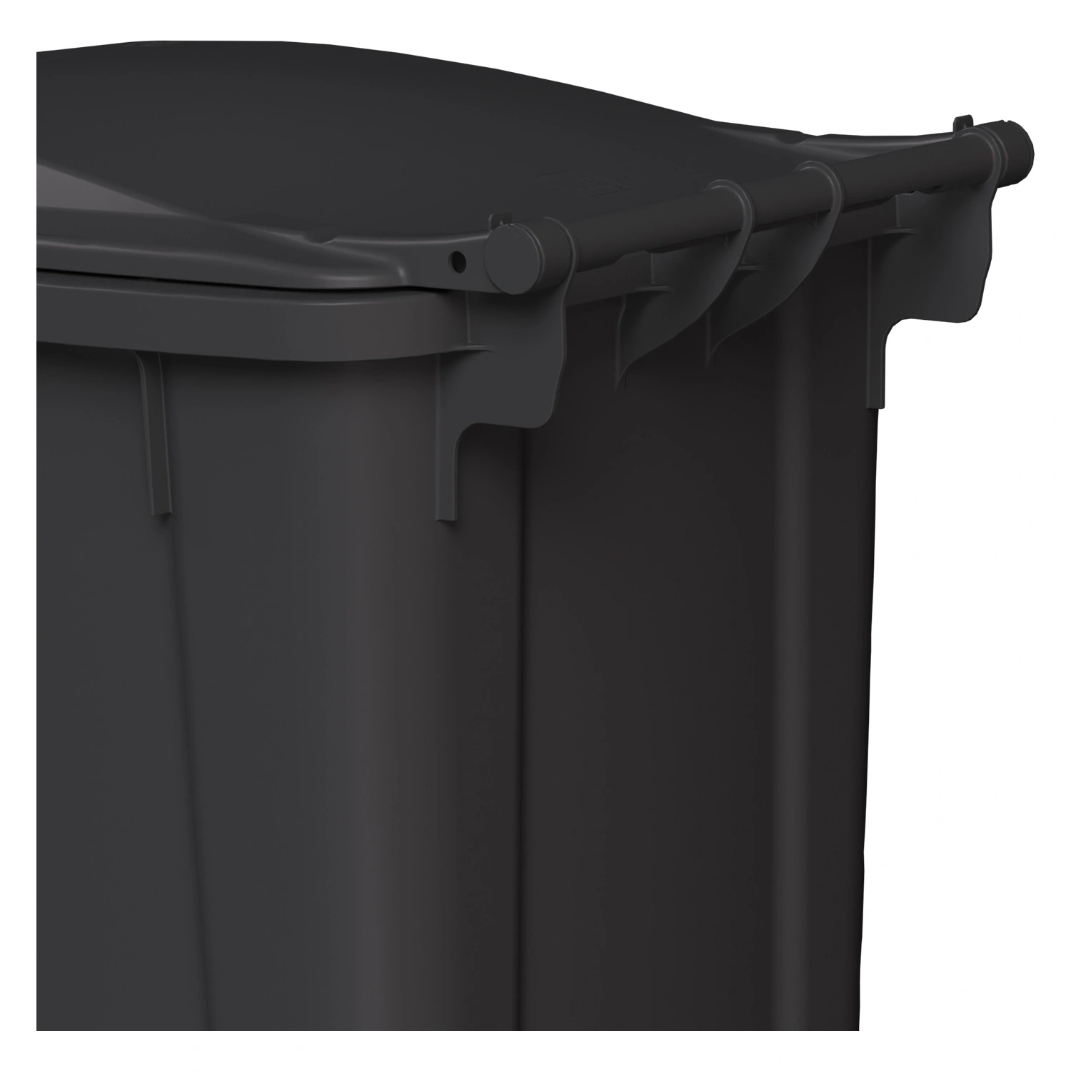 Мусорный контейнер 240 л iPlast тёмно-серый 2-колёсный (д. 200 мм) с тёмно-серой крышкой NEW (20.808)