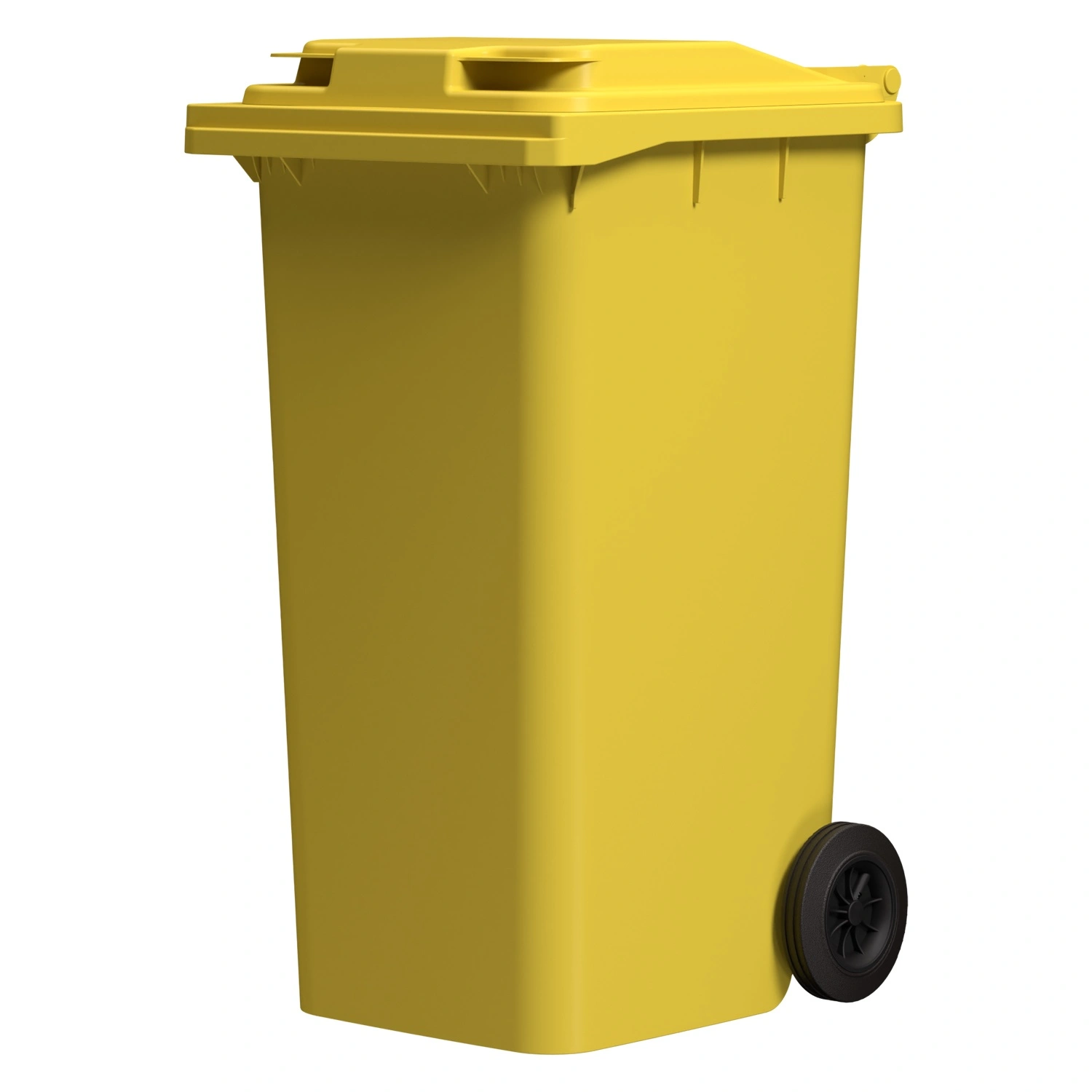 Мусорный контейнер 240 л iPlast жёлтый 2-колёсный (д. 200 мм) с жёлтой полипропиленовой крышкой