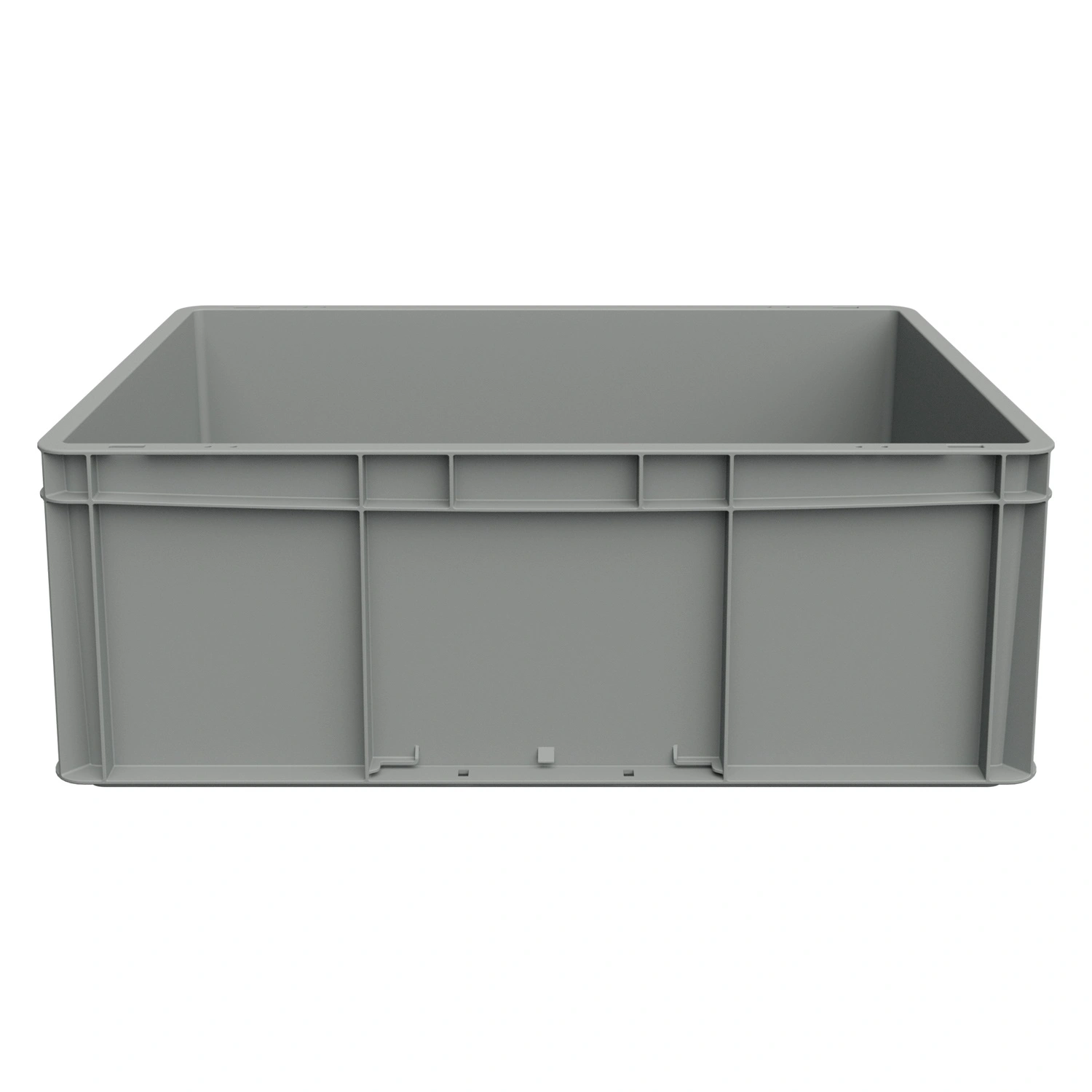 Евроконтейнер ЕС-6422.2 600х400х220 мм iPlast светло-серый со сплошным дном и закрытыми ручками