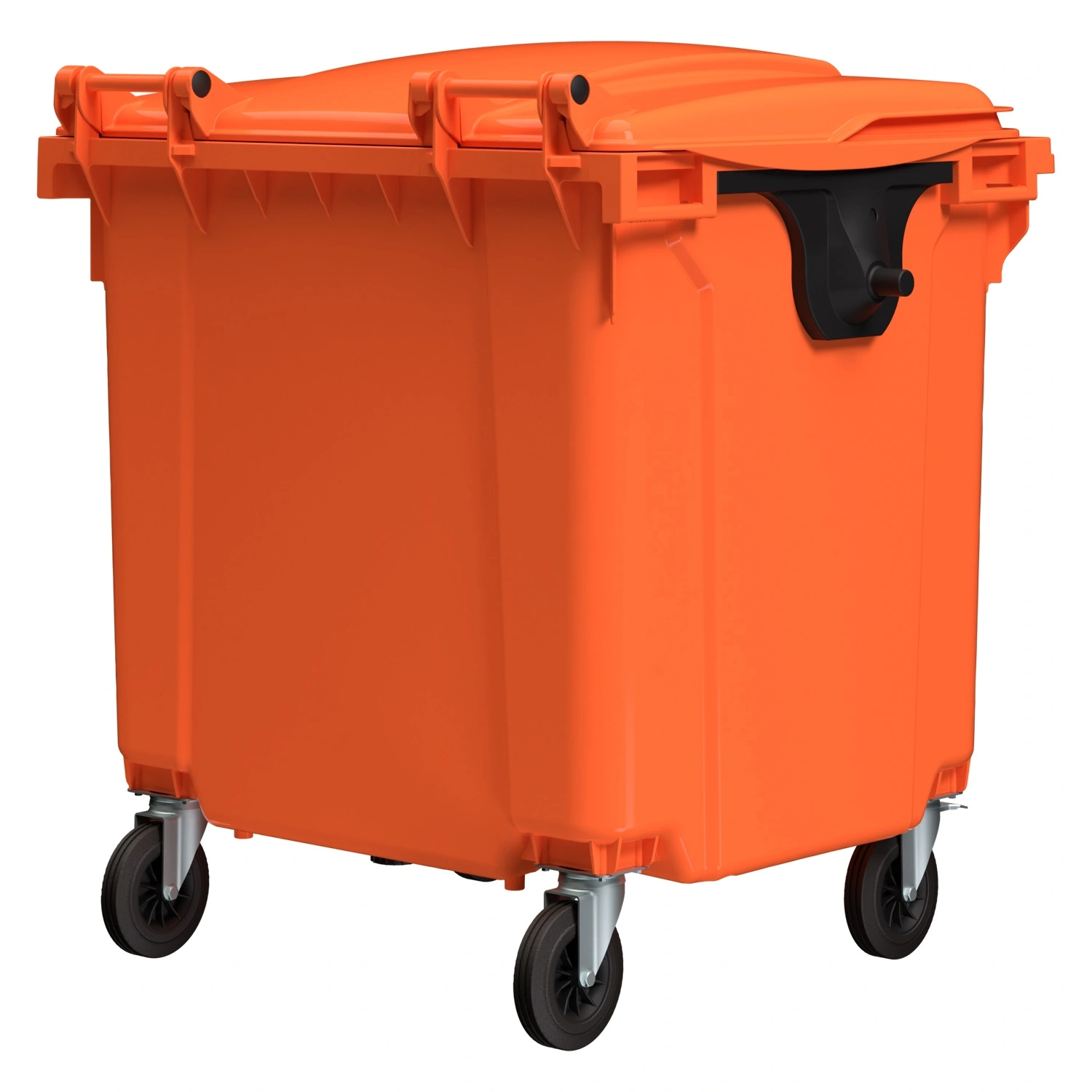 Мусорный контейнер 1100 л iPlast оранжевый 4-колёсный с оранжевой крышкой N2 (20.807.2)