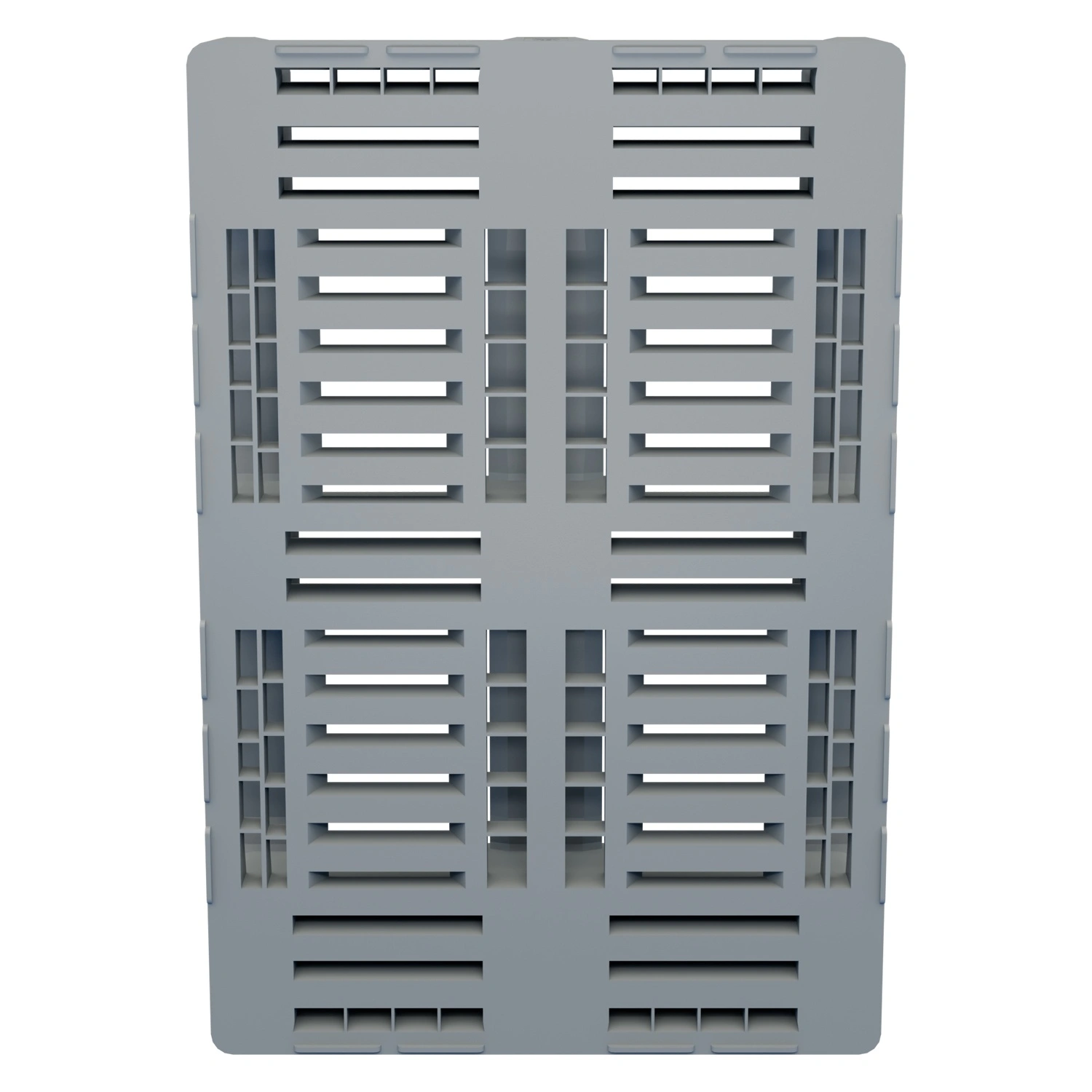 Пластиковый паллет 1200х800х155 мм iPlast светло-серый перфорированный на 3 полозьях с бортиком с логотипом