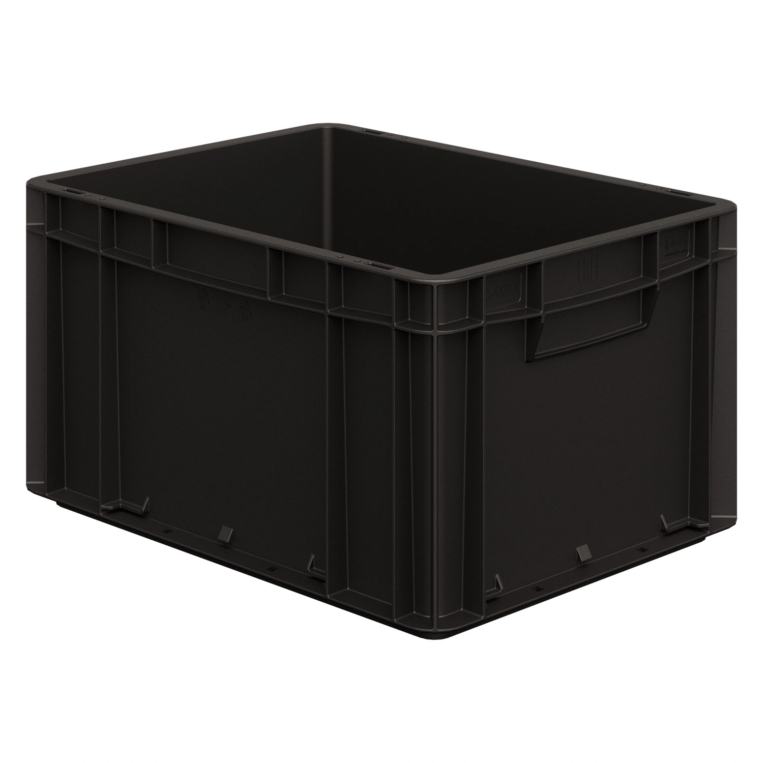 Евроконтейнер ЕС-4322.4 400х300х220 мм iPlast чёрный ЭКО с усиленным дном, закрытыми ручками