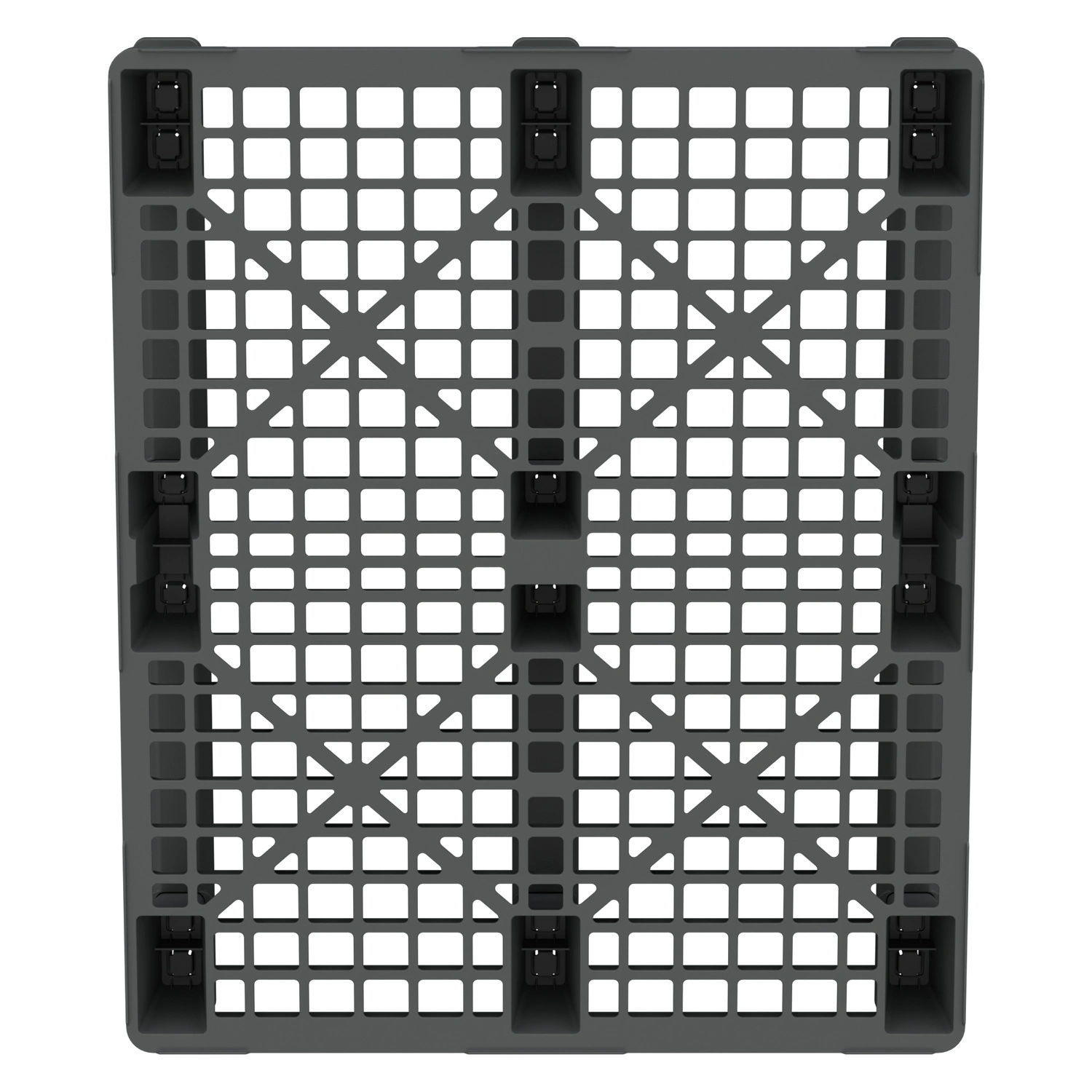 Пластиковый паллет 1200x1000x145 мм iPlast серый перфорированный на 3 полозьях с бортиком