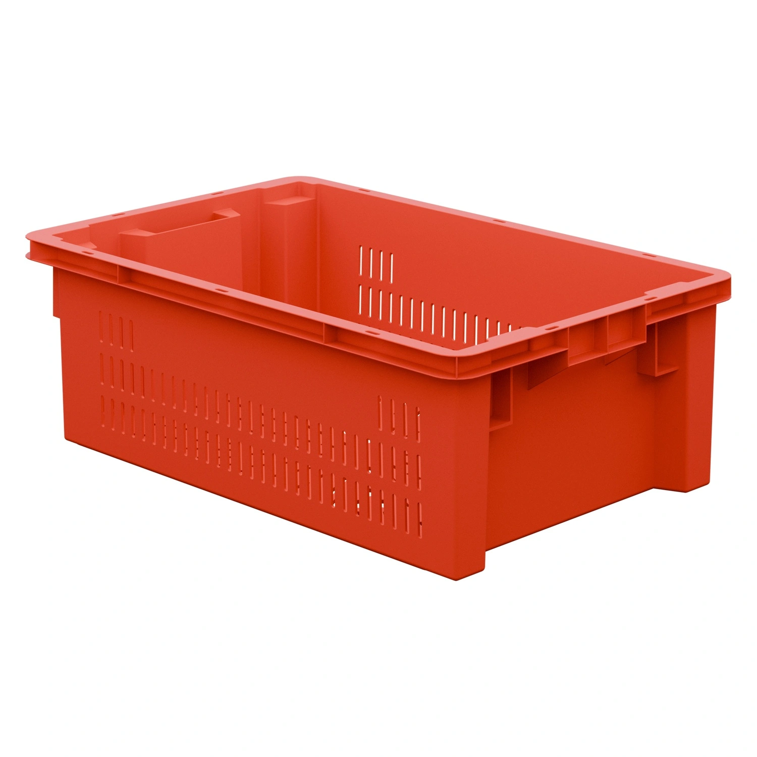 Пищевой ящик универсальный 600х400х200 мм iPlast красный ЭКО с перфорированными стенками и дном