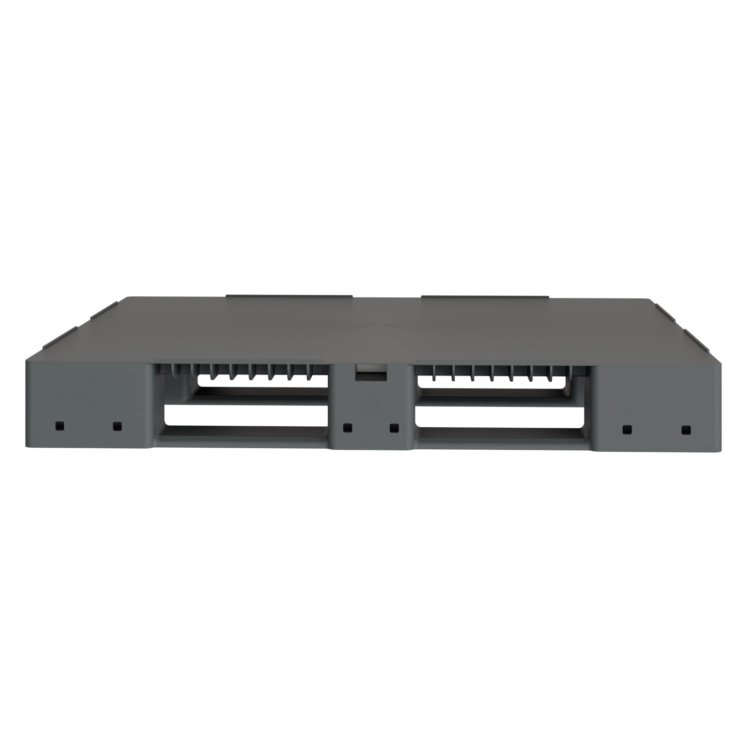 Пластиковый паллет 1200х1000х150 мм iPlast серый сплошной на 3 полозьях с бортиком и 2 трубами усиления