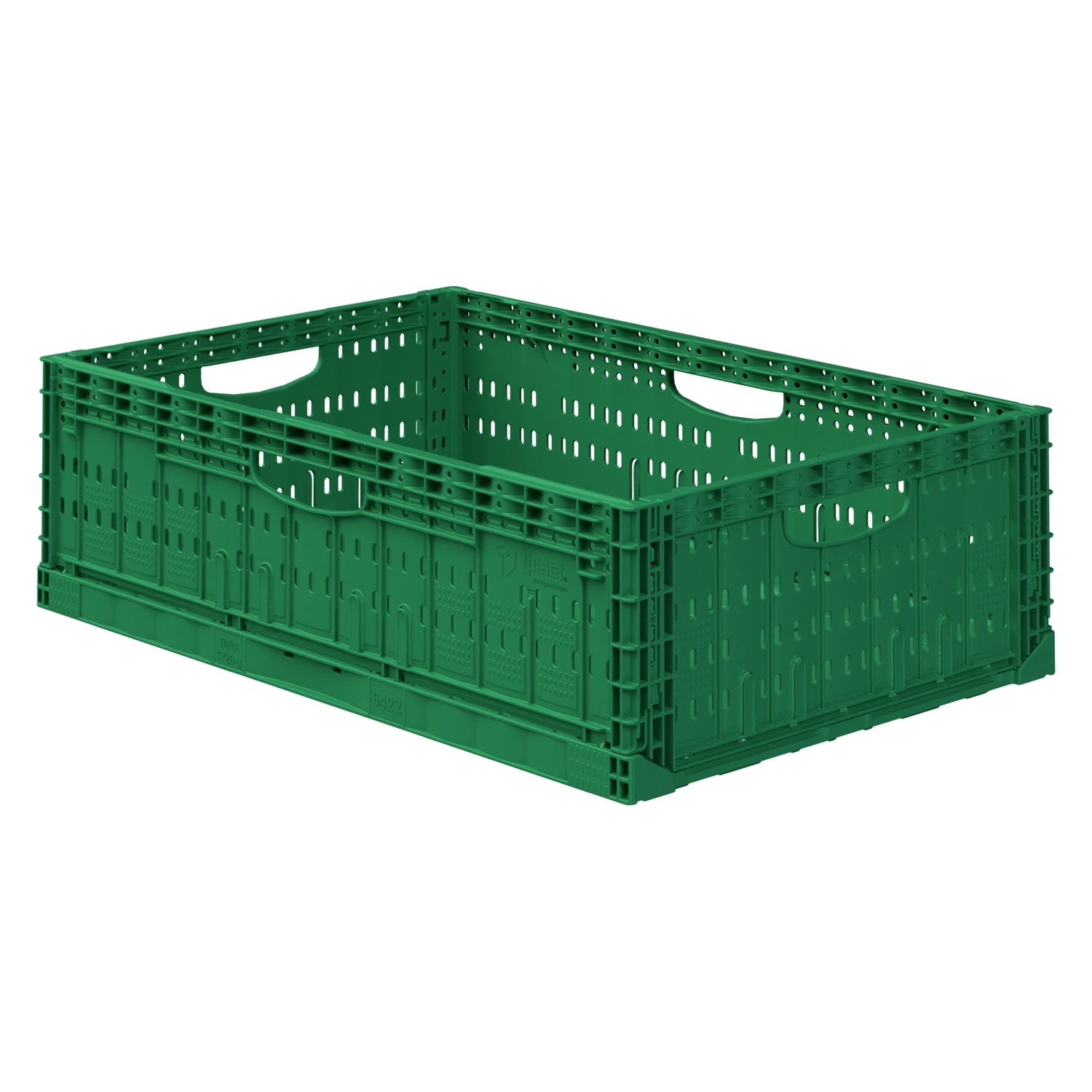 Складной ящик FC-6418 600х400х180 мм iPlast зелёный перфорированный
