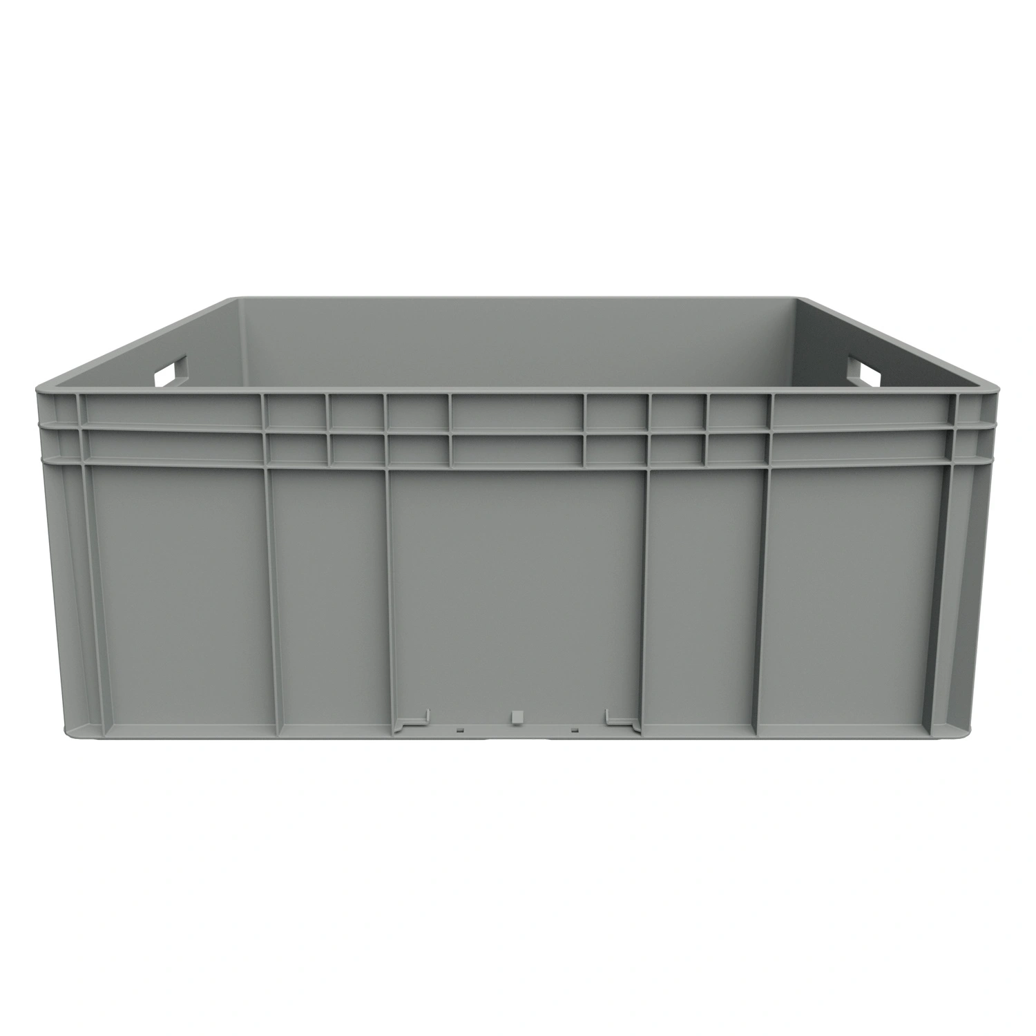 Евроконтейнер ЕС-8632.3 800х600х320 мм iPlast светло-серый с усиленным дном и открытыми ручками