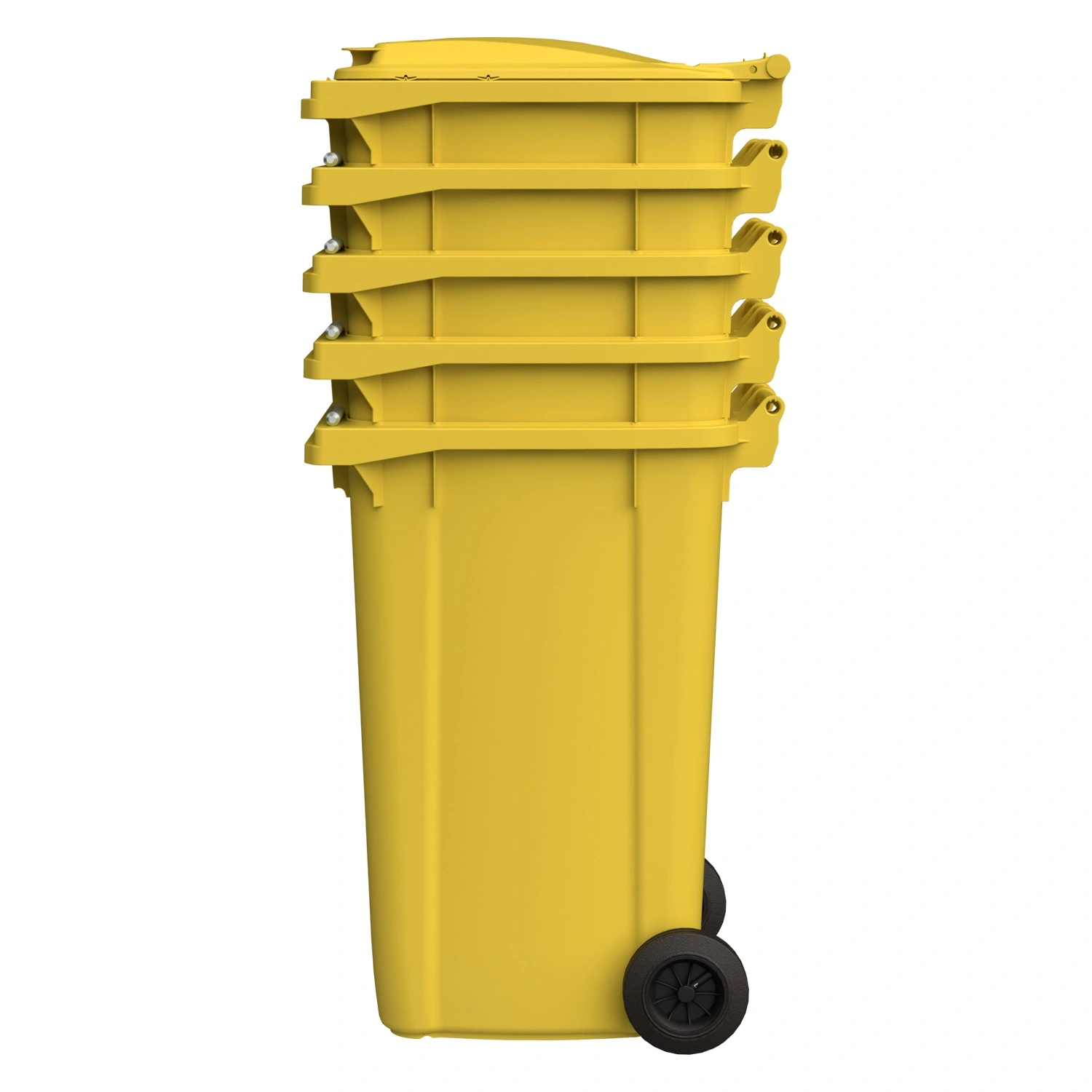 Мусорный контейнер 240 л iPlast жёлтый 2-колёсный (д. 200 мм) с жёлтой крышкой NEW (20.808)