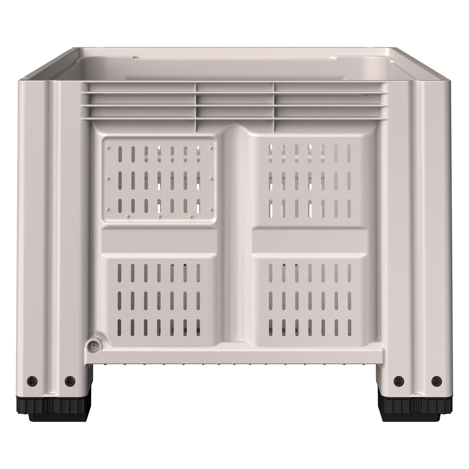 Большой контейнер 1200x1000x780 мм iPlast iBOX светло-серый c перфорированными стенками и дном, на полозьях Большой контейнер 1200x1000x780 мм iPlast iBOX светло-серый c перфорированными стенками и дном, на полозьях