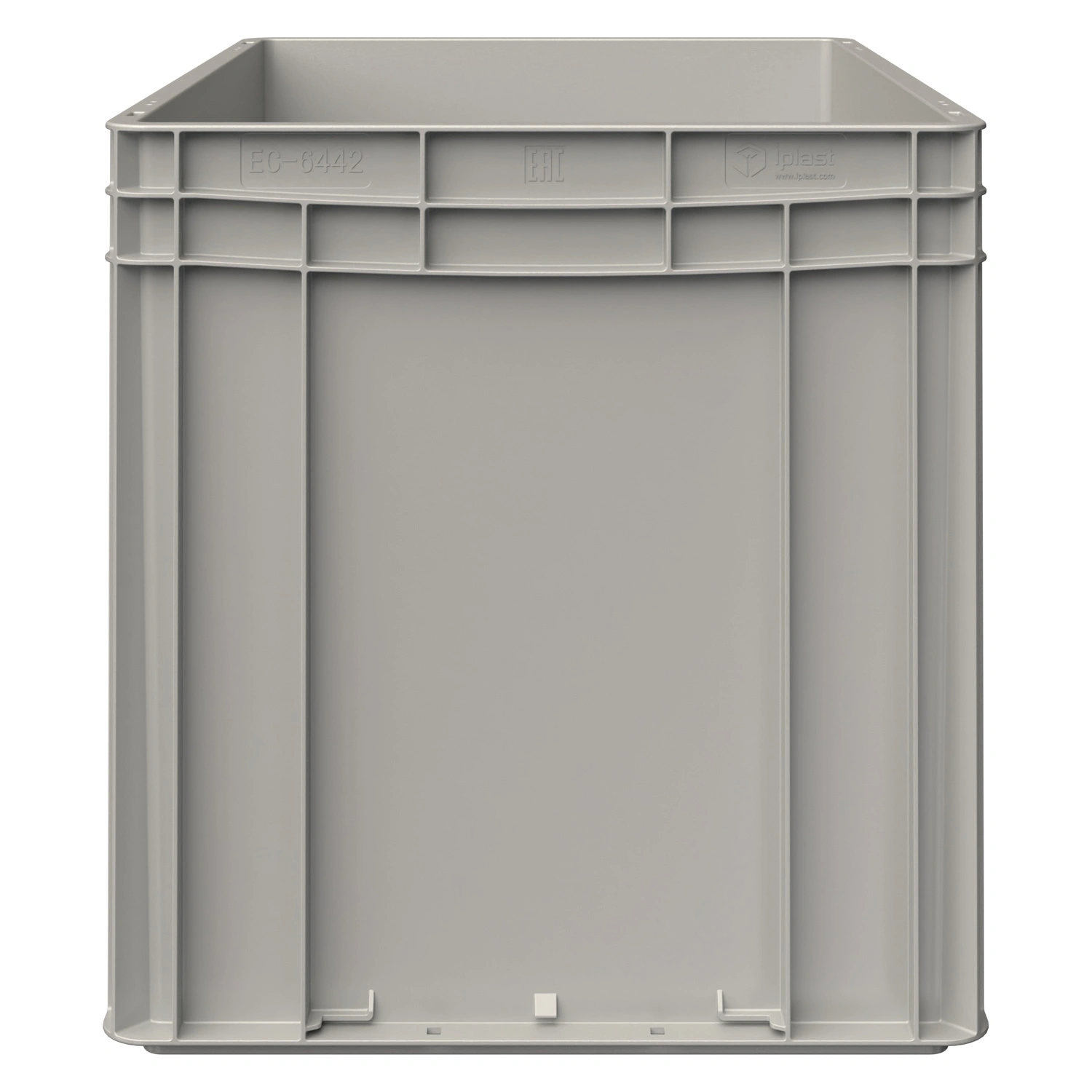 Евроконтейнер ЕС-6442.2 600х400х420 мм iPlast светло-серый со сплошным дном и закрытыми ручками Евроконтейнер ЕС-6442.2 600х400х420 мм iPlast светло-серый со сплошным дном и закрытыми ручками