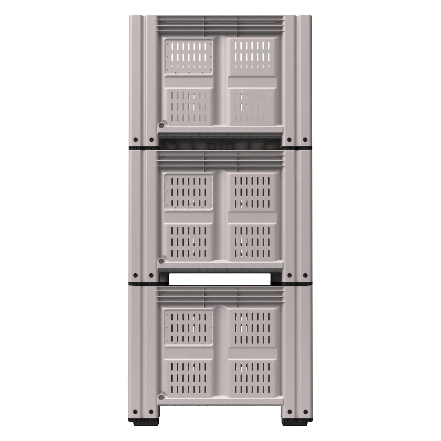 Большой контейнер 1200x1000x760 мм iPlast iBOX светло-серый c перфорированными стенками и дном, на ножках Большой контейнер 1200x1000x760 мм iPlast iBOX светло-серый c перфорированными стенками и дном, на ножках