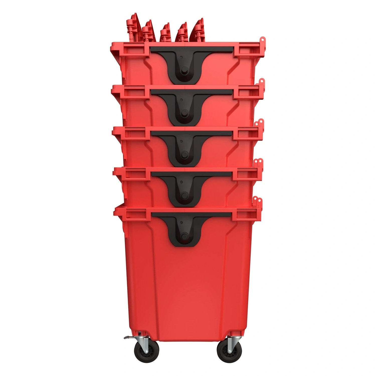 Мусорный контейнер 1100 л iPlast красный 4-колёсный с красной крышкой N1 (20.807.1)