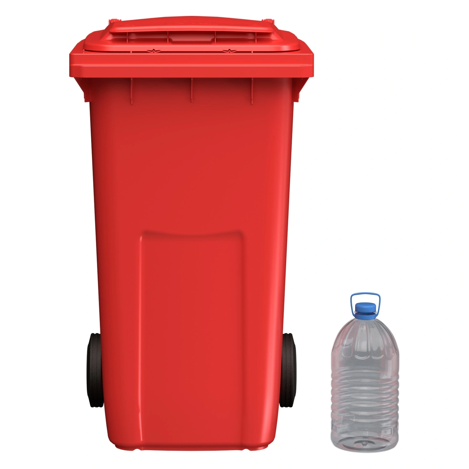 Мусорный контейнер 240 л iPlast красный 2-колёсный (д. 200 мм) с красной крышкой NEW (20.808)