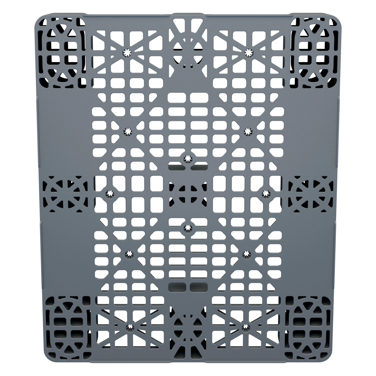 Пластиковый паллет 1200x1000x150 мм iPlast серый перфорированный на 2 полозьях с бортиком