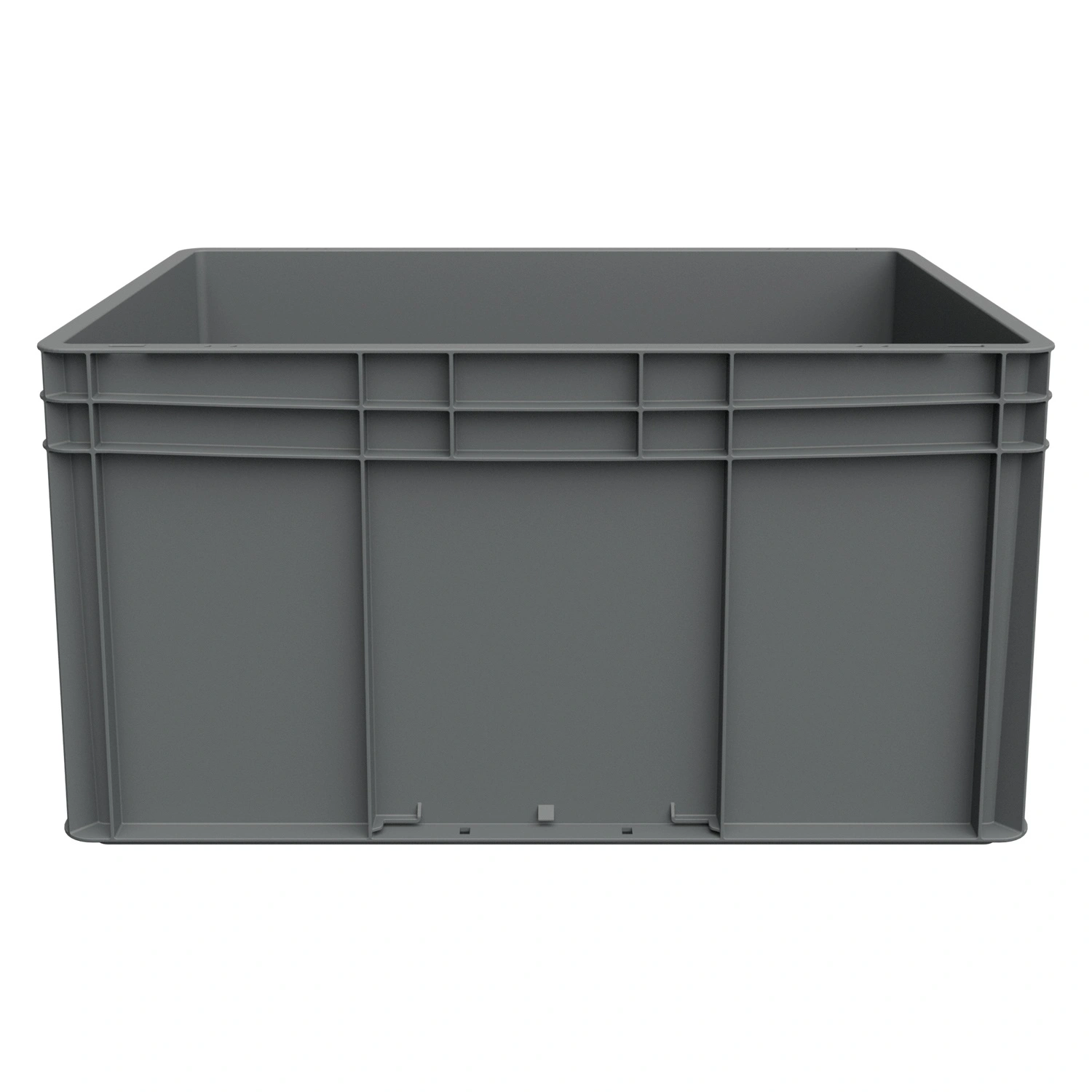 Евроконтейнер ЕС-6432.2 600х400х320 мм iPlast серый со сплошным дном и закрытыми ручками