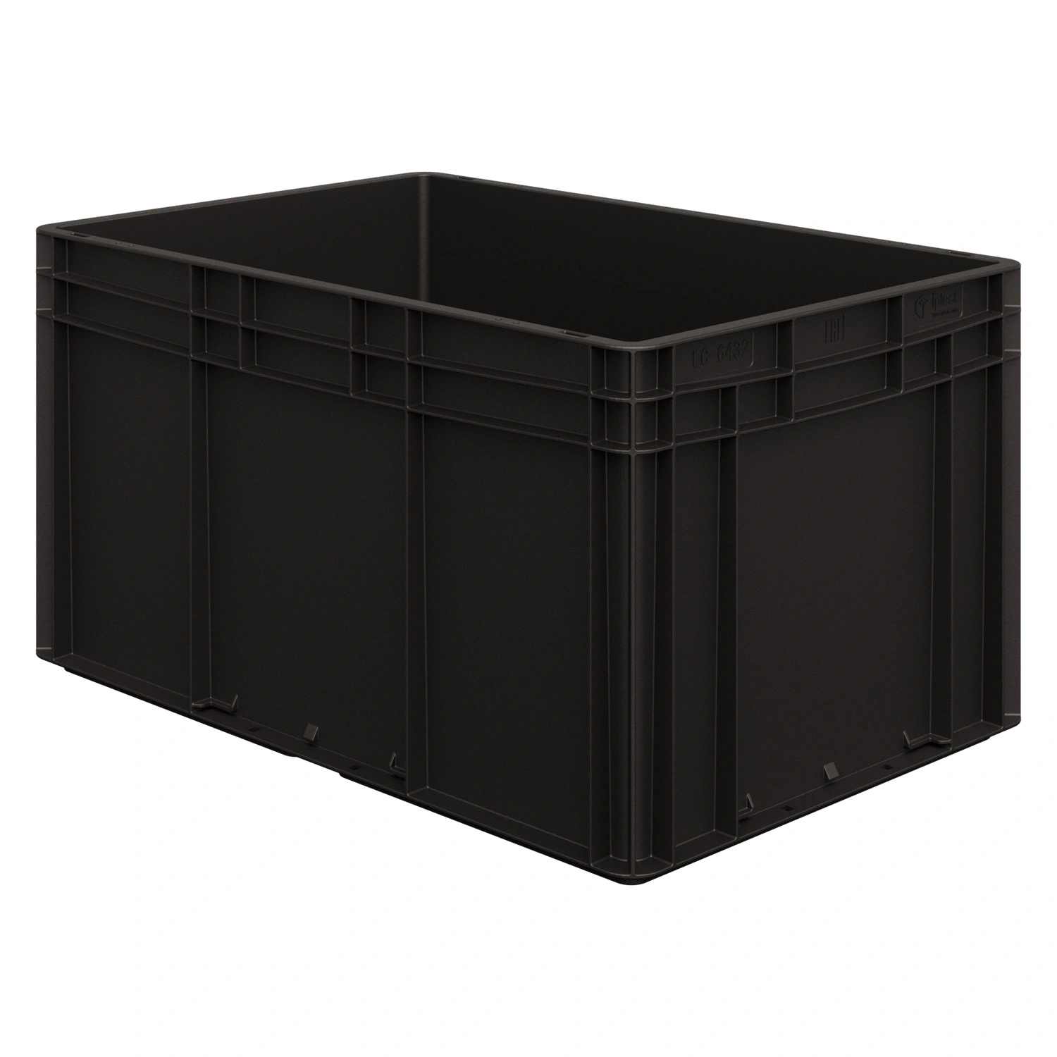 Евроконтейнер ЕС-6432.4 600х400х320 мм iPlast чёрный ЭКО с усиленным дном, закрытыми ручками