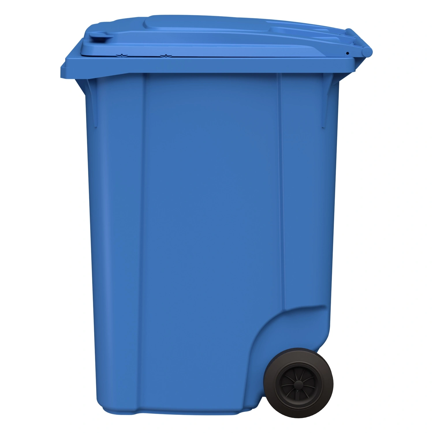 Мусорный контейнер 360 л iPlast тёмно-голубой 2-колёсный (д. 200 мм) с тёмно-голубой крышкой