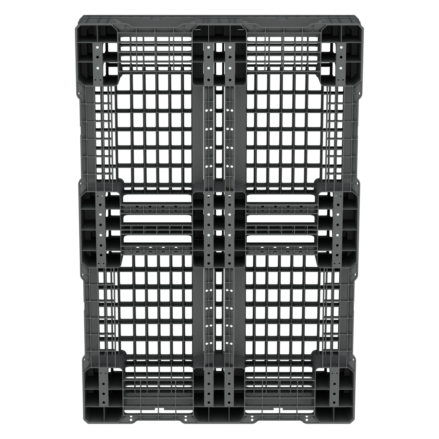 Пластиковый паллет 1210x810x150 мм iPlast серый перфорированный на 6 полозьях с бортиком