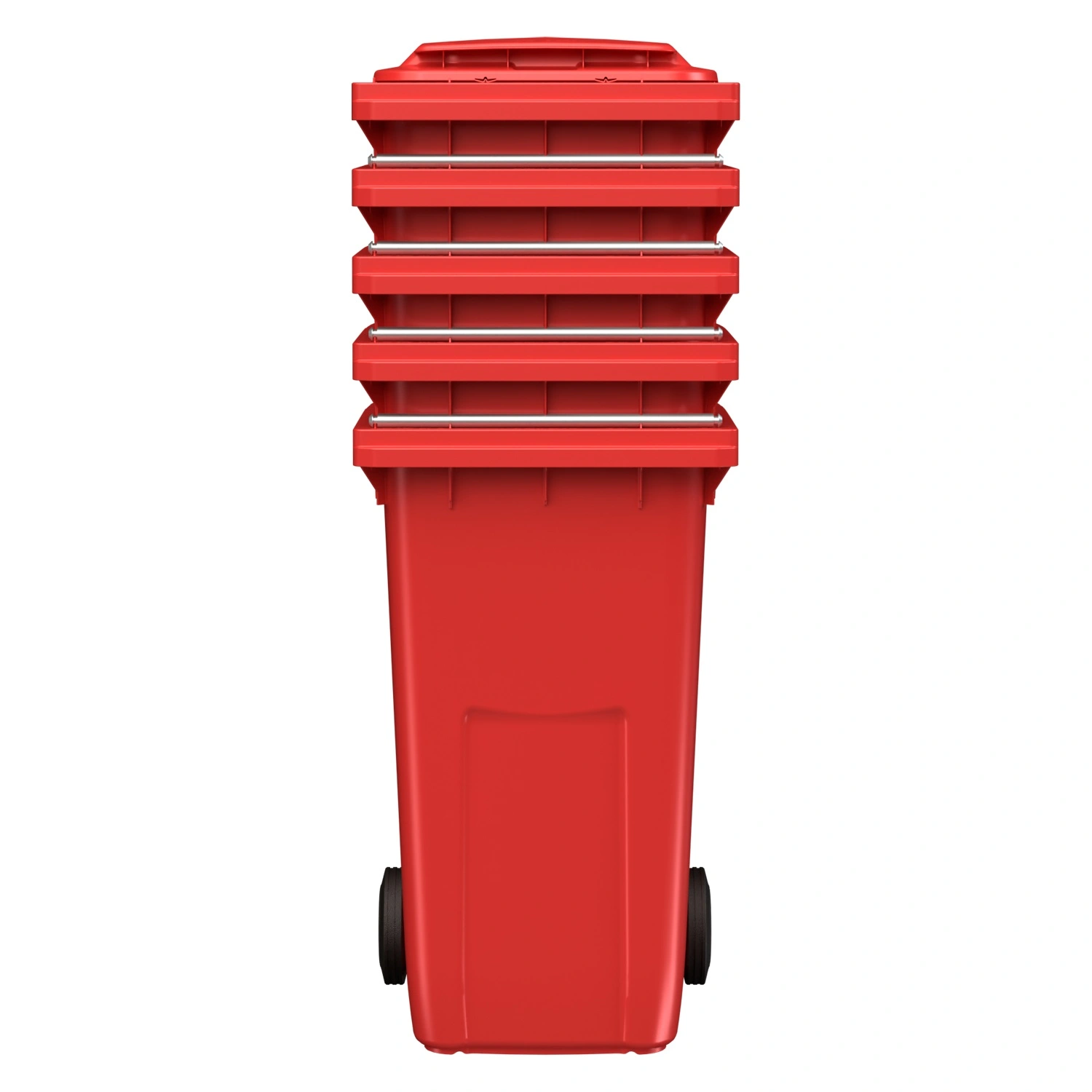 Мусорный контейнер 240 л iPlast красный 2-колёсный (д. 200 мм) с красной крышкой NEW (20.808)
