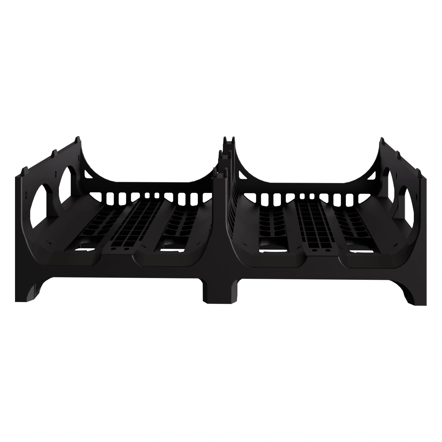 Пластиковый паллет BottleRack 1200х1000х380 мм iPlast чёрный ЭКО перфорированный на ножках с бортиком для бутылей