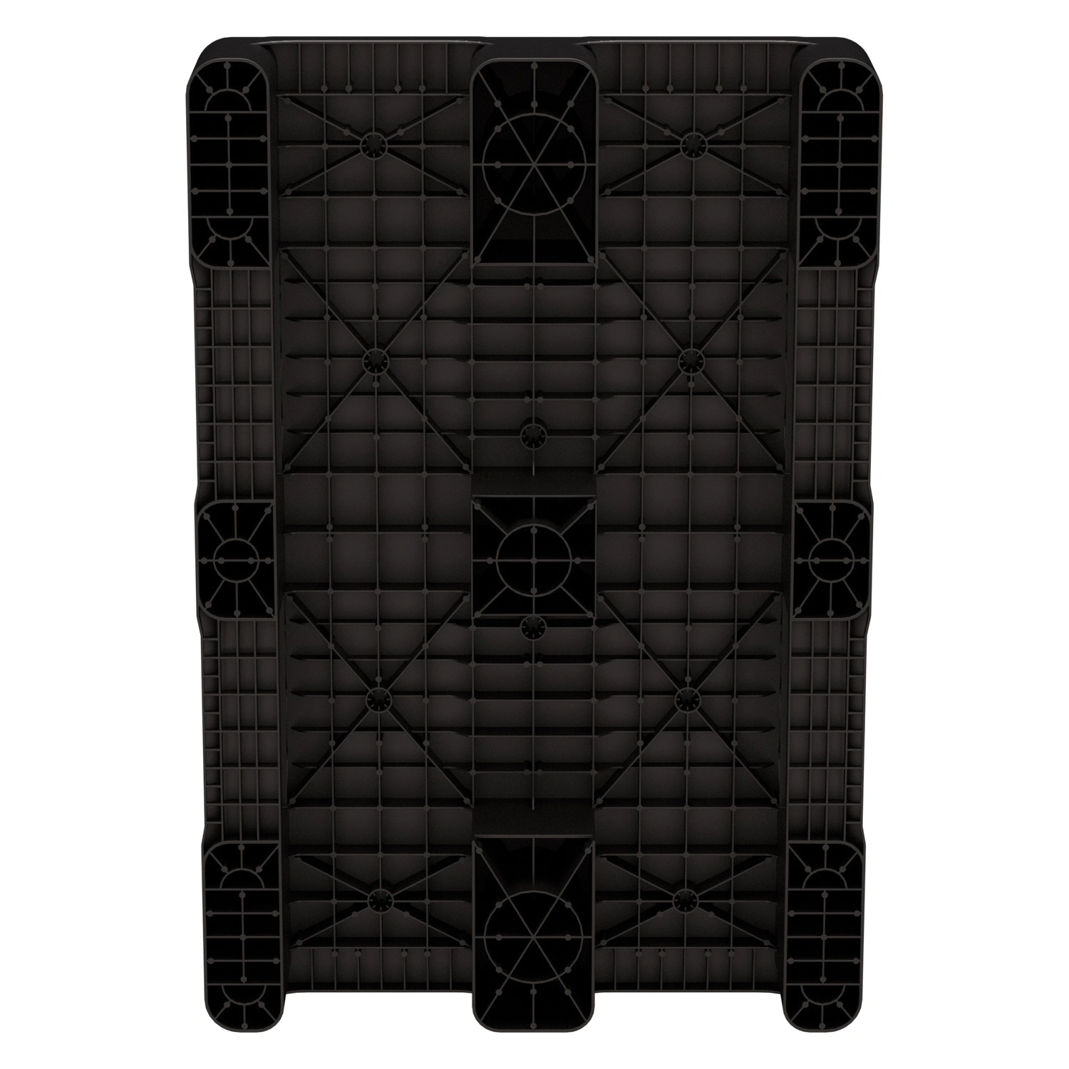 Пластиковый паллет 1200х800х150 мм iPlast чёрный ЭКО сплошной на 2 полозьях с бортиком