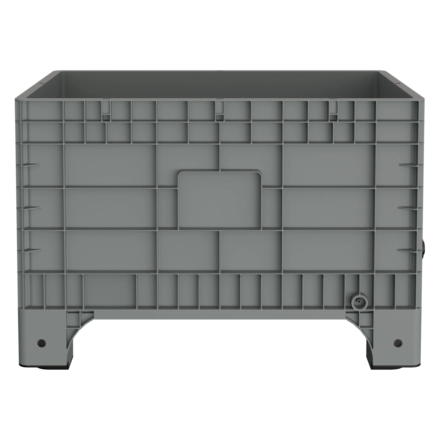 Большой контейнер 1020х640х675 мм iPlast iBOX светло-серый со сплош. стенками и дном, на ножках с краном 1 дюйм