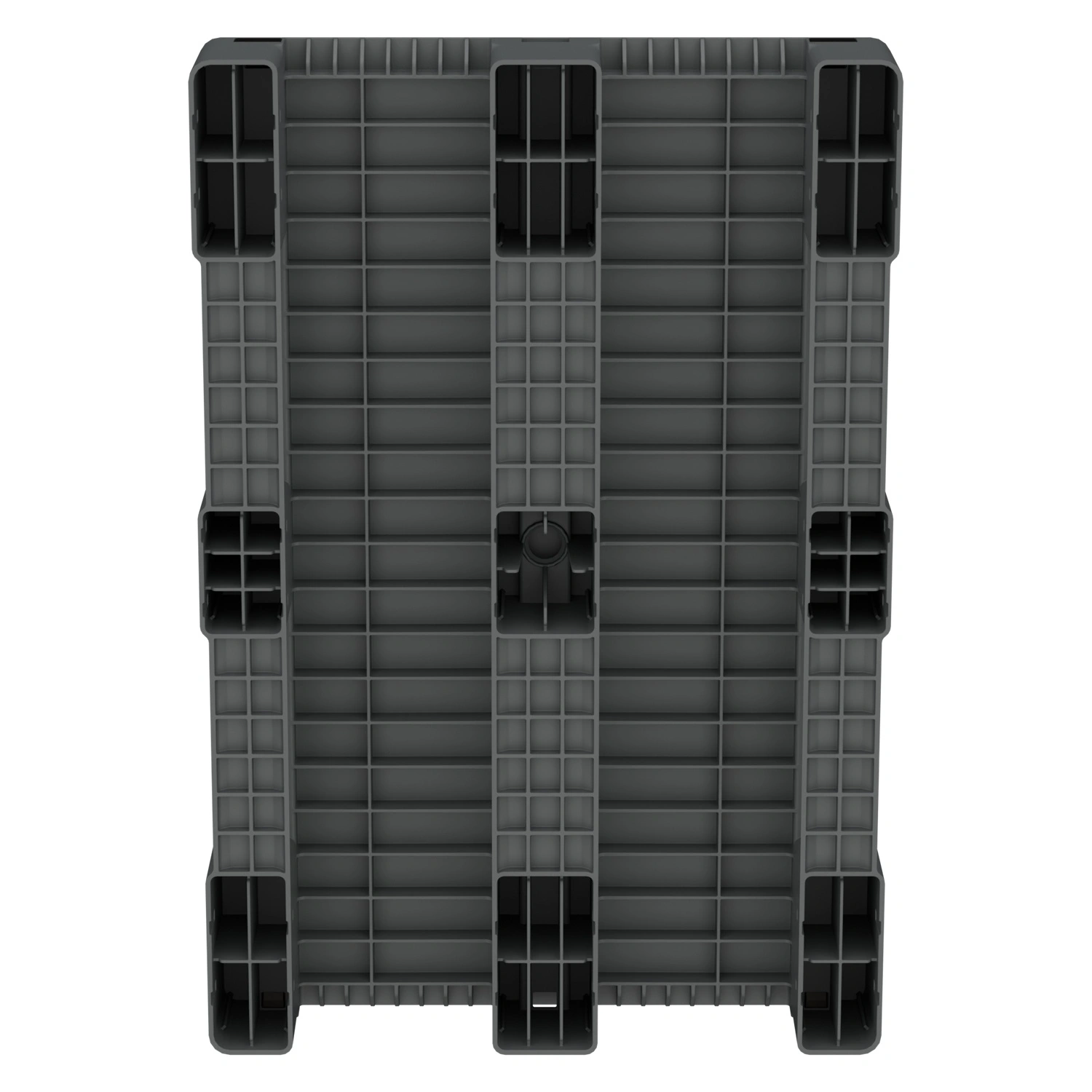 Пластиковый паллет 1200х800х150 мм iPlast серый сплошной на 3 полозьях без бортика с 2 трубами усиления