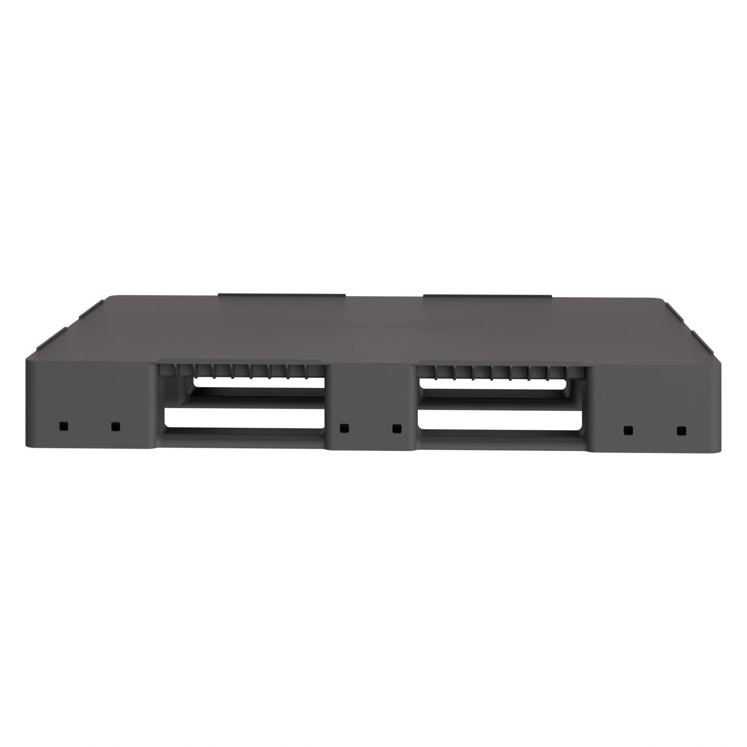 Пластиковый паллет 1200х800х150 мм iPlast тёмно-серый ЭКО сплошной на 3 полозьях с бортиком