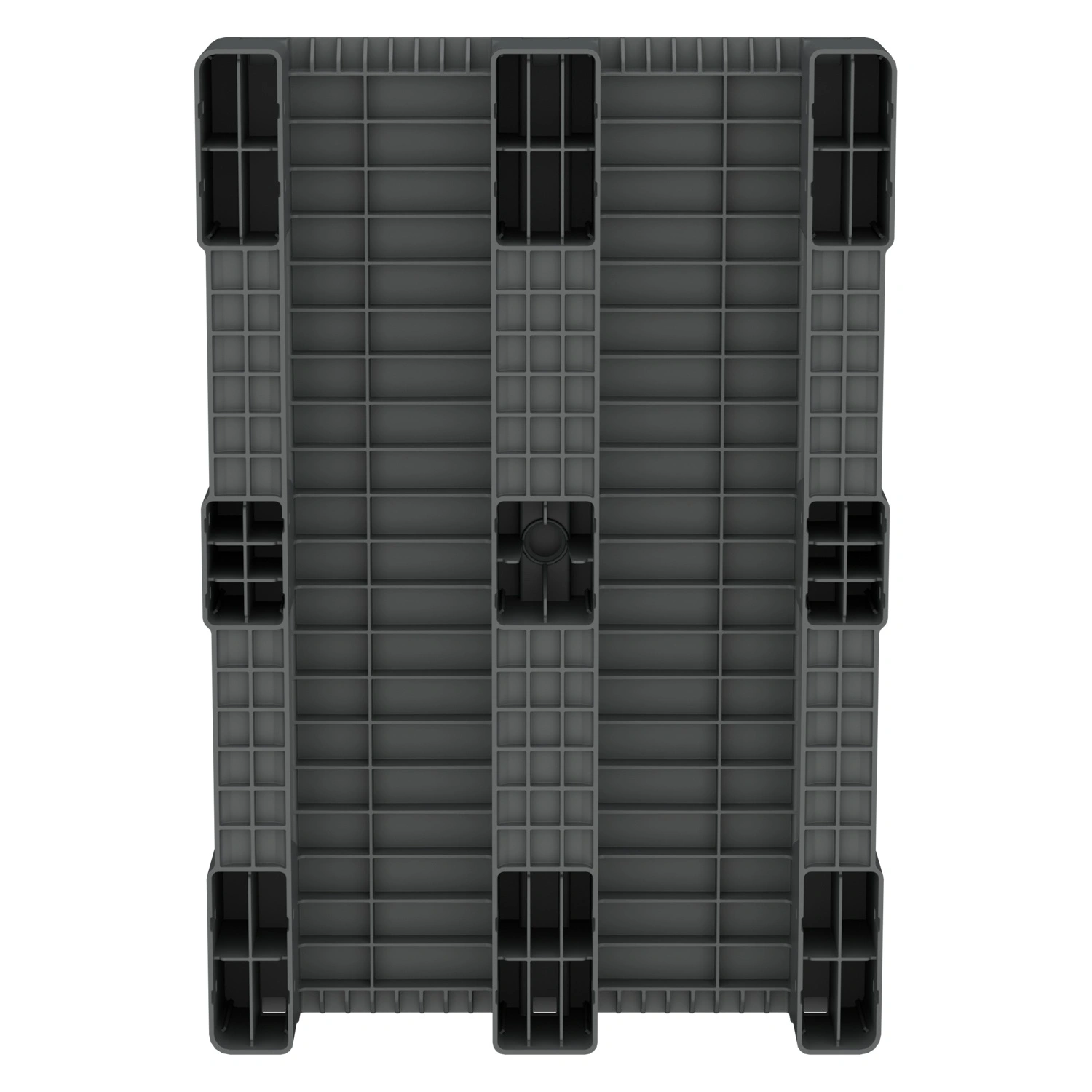 Пластиковый паллет 1200х800х150 мм iPlast серый сплошной на 3 полозьях без бортика