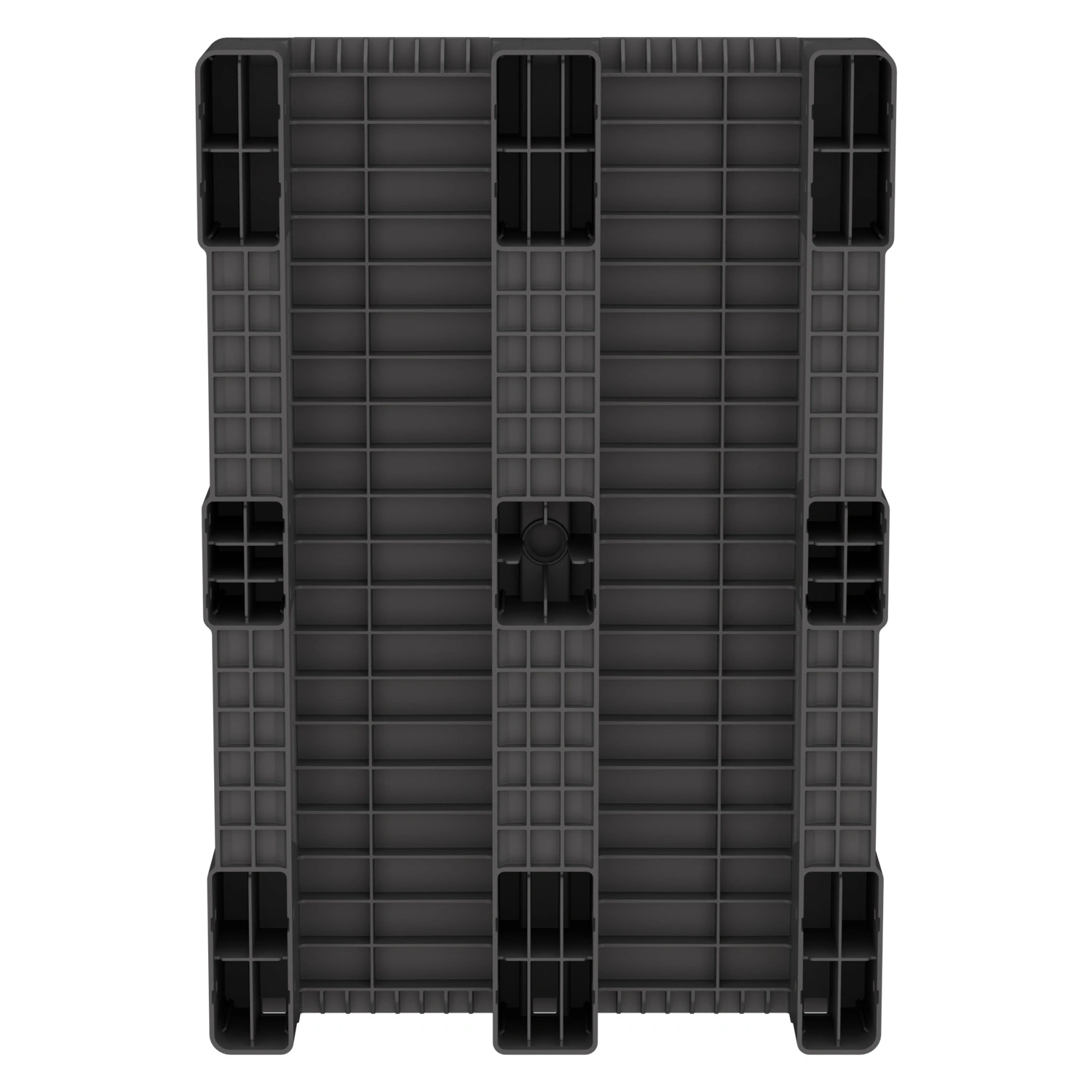 Пластиковый паллет 1200х800х150 мм iPlast тёмно-серый ЭКО сплошной на 3 полозьях с бортиком