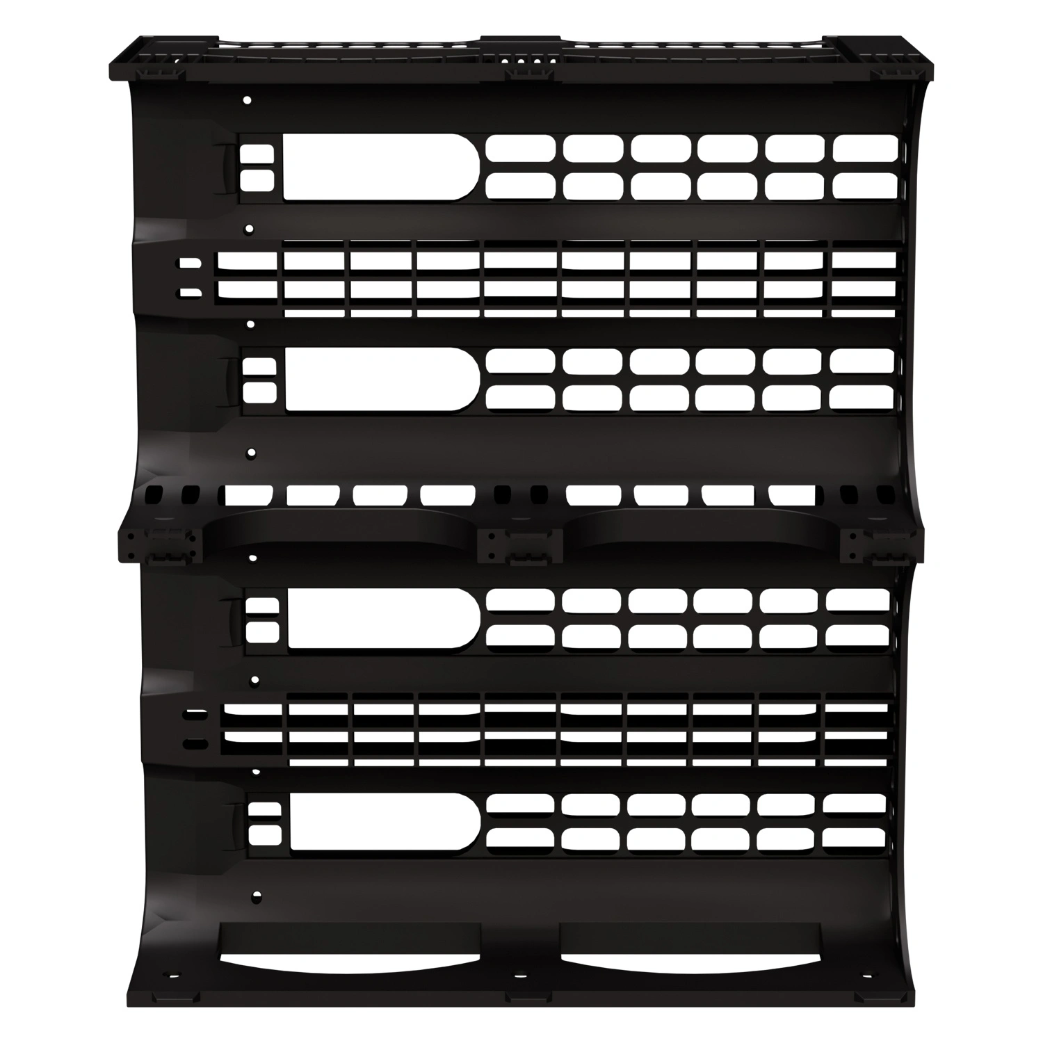 Пластиковый паллет BottleRack 1200х1000х380 мм iPlast чёрный ЭКО перфорированный на ножках с бортиком для бутылей