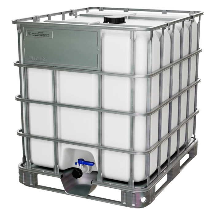Еврокуб 1000 л на металлическом поддоне в обрешётке