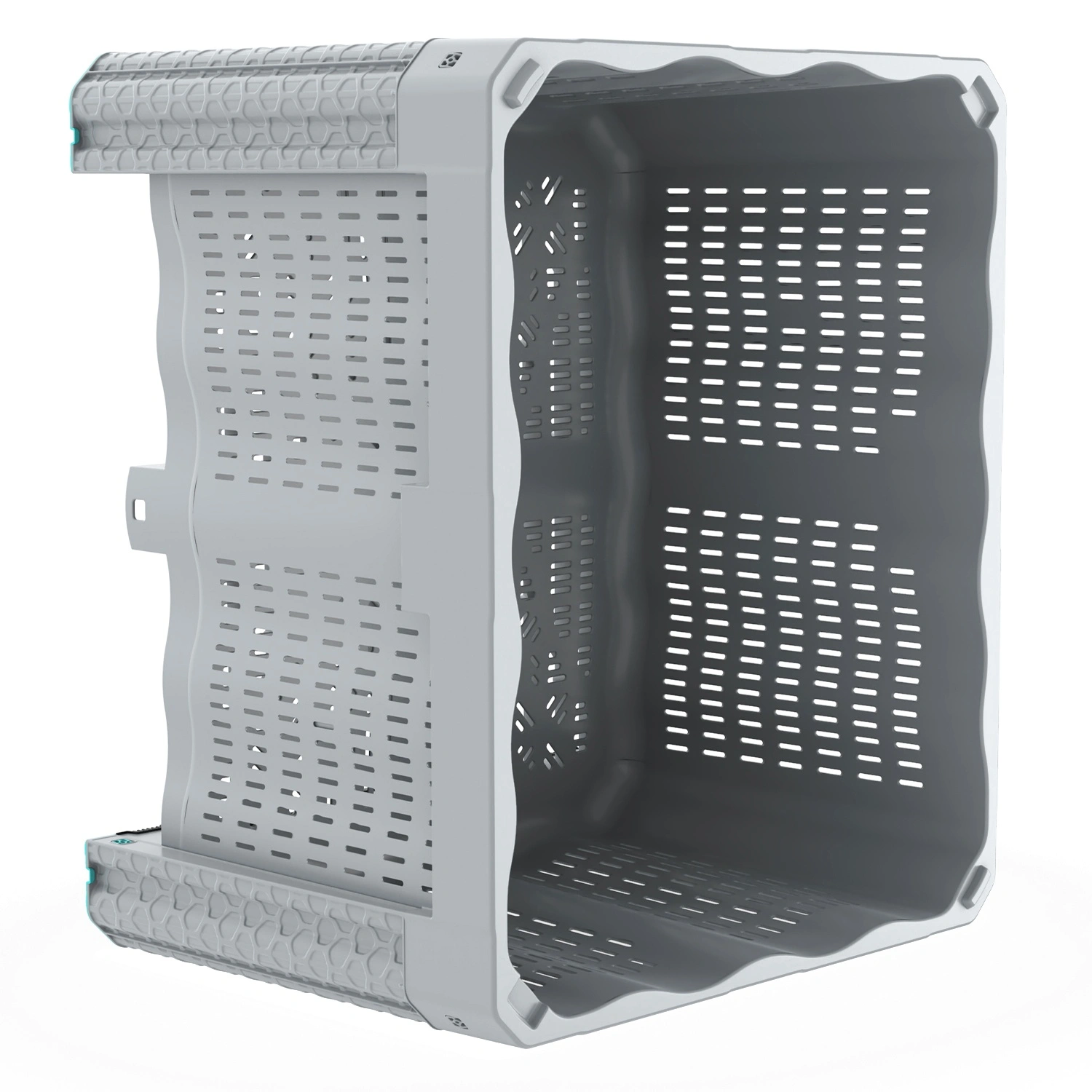 Большой контейнер 1200х1000х790 мм вкладываемый с перфорированными стенками и дном на полозьях