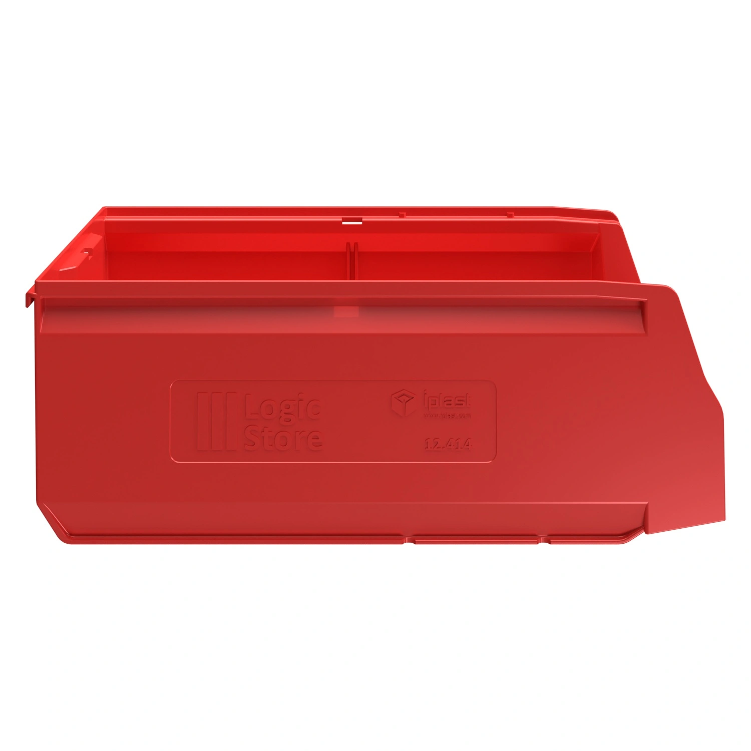 Складской лоток Logic Store 400x225x150 мм iPlast красный с наклейкой 50x70 мм сбоку