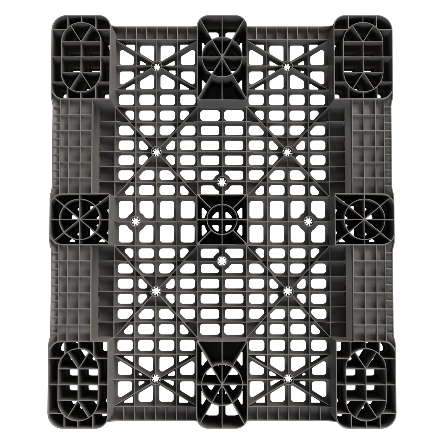 Пластиковый паллет 1200x1000x150 мм iPlast серый перфорированный на 2 полозьях с бортиком