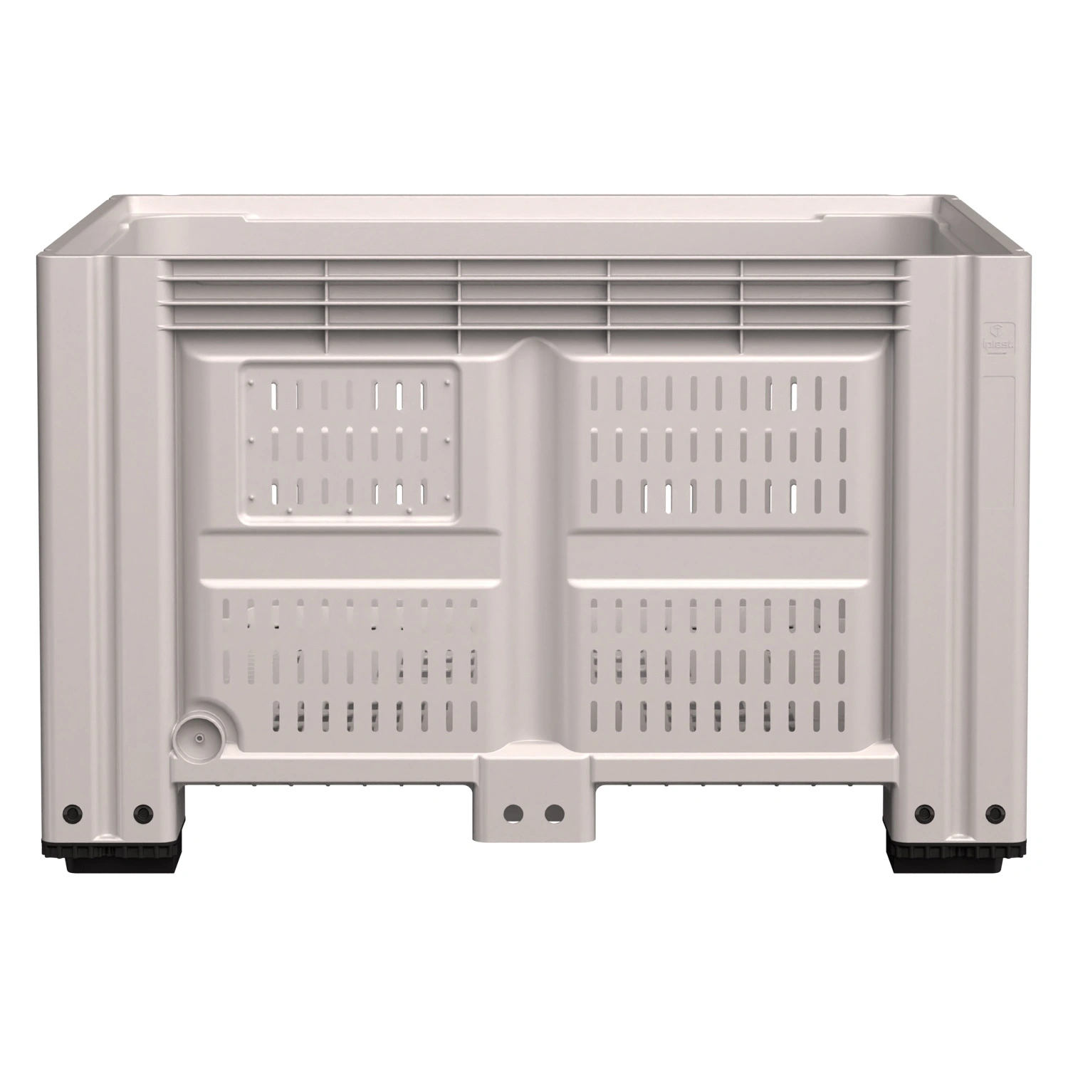 Большой контейнер 1200x1000x760 мм iPlast iBOX светло-серый c перфорированными стенками и дном, на ножках Большой контейнер 1200x1000x760 мм iPlast iBOX светло-серый c перфорированными стенками и дном, на ножках